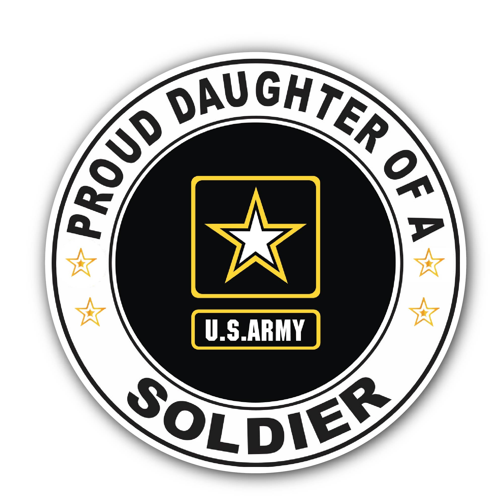 Proud Daughter of a Soldier U.S. Army Sticker, Waterproof Vinyl Decal Sticker Indoor Or Outdoor 2 (Pieces) 3" and 5"