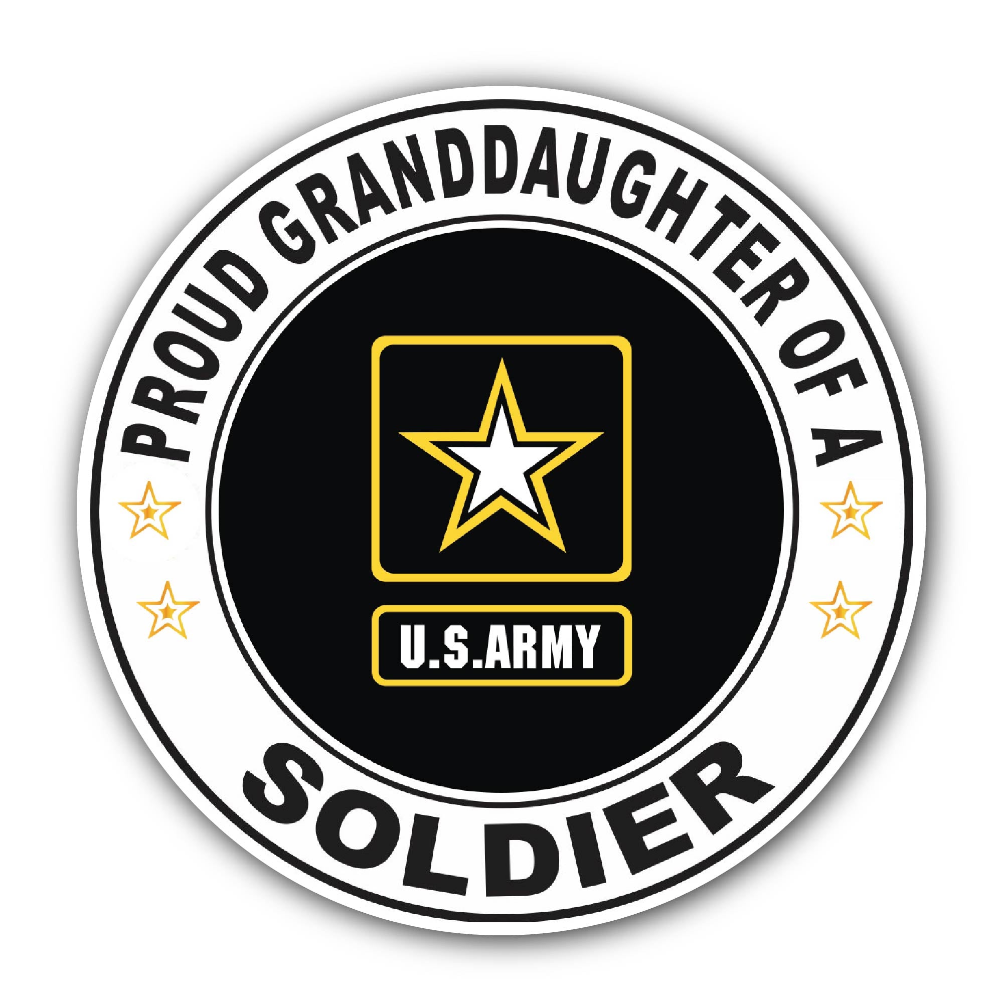 Proud Granddaughter of a Soldier U.S. Army Sticker, Waterproof Vinyl Decal Sticker Indoor Or Outdoor 2 (Pieces) 3" and 5"