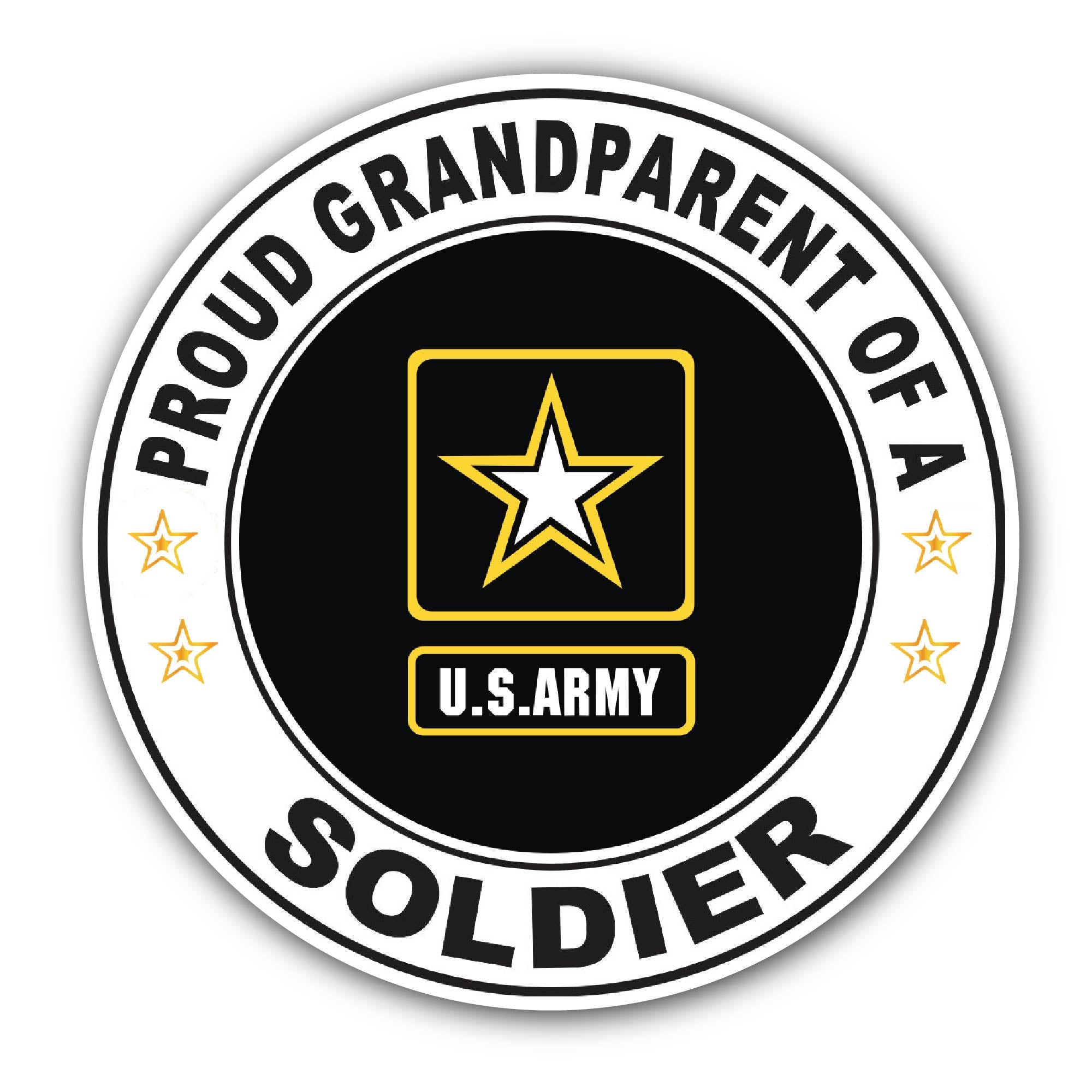 Proud Grandparent of a Soldier U.S. Army Sticker, Waterproof Vinyl Decal Sticker Indoor Or Outdoor 2 (Pieces) 3" and 5"