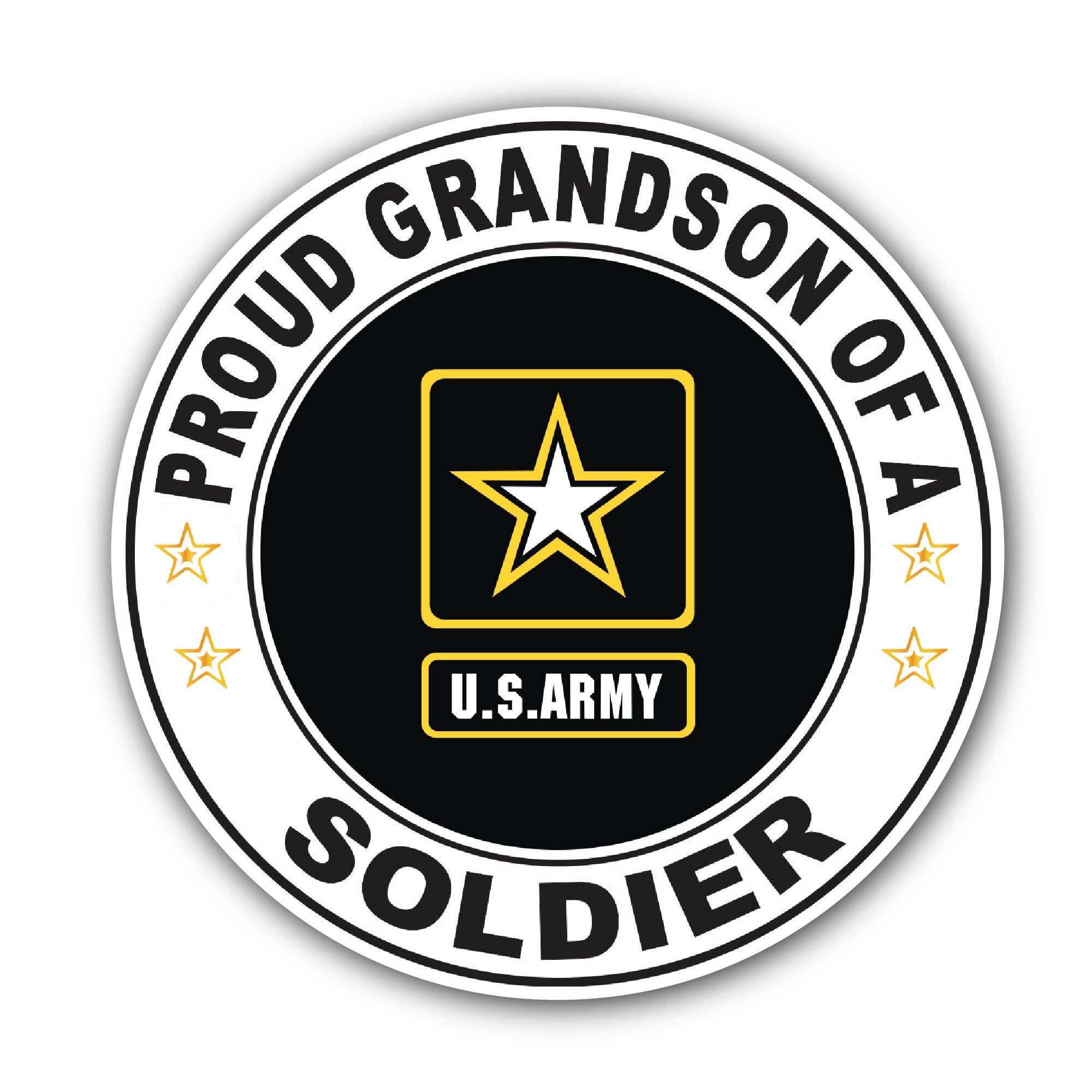 Proud Grandson of a Soldier U.S. Army Sticker, Waterproof Vinyl Decal Sticker Indoor Or Outdoor 2 (Pieces) 3" and 5"