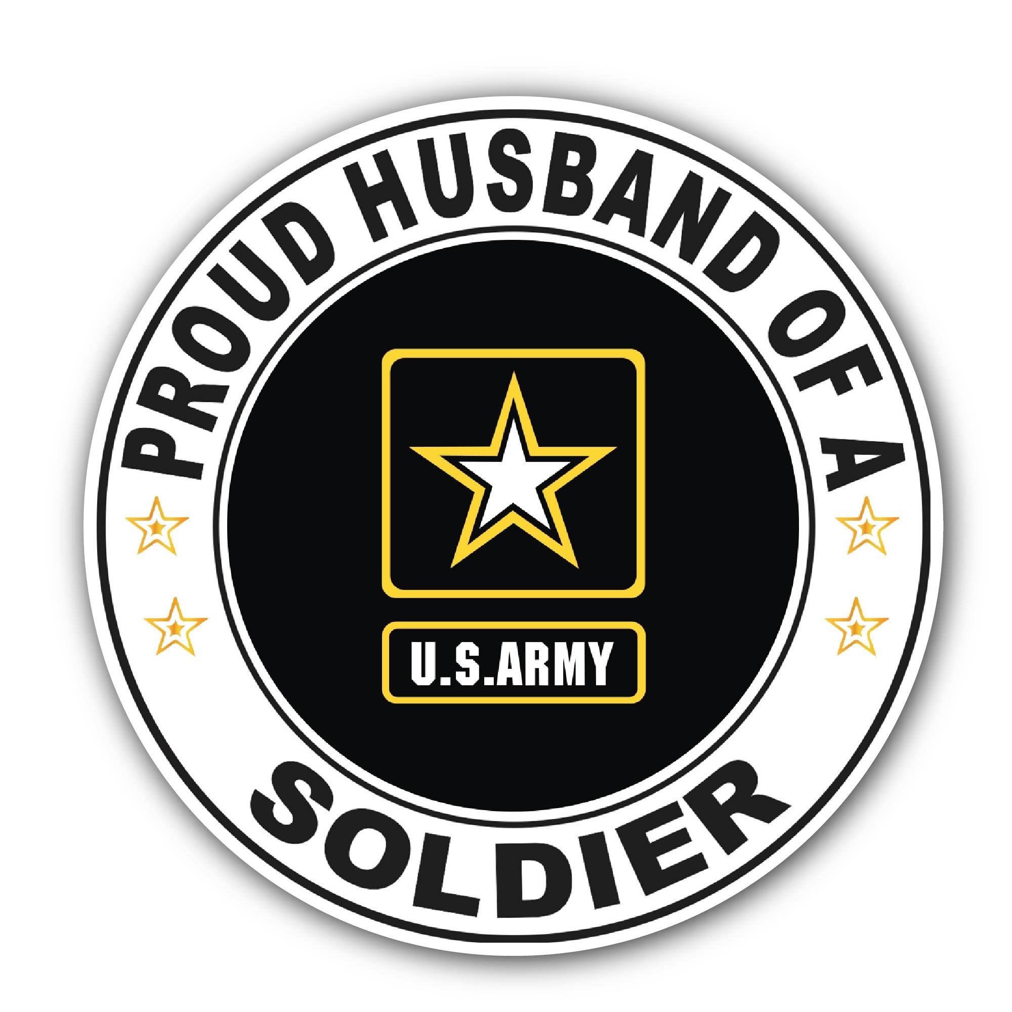 Proud Husband of a Soldier U.S. Army Sticker, Waterproof Vinyl Decal Sticker Indoor Or Outdoor 2 (Pieces) 3" and 5"