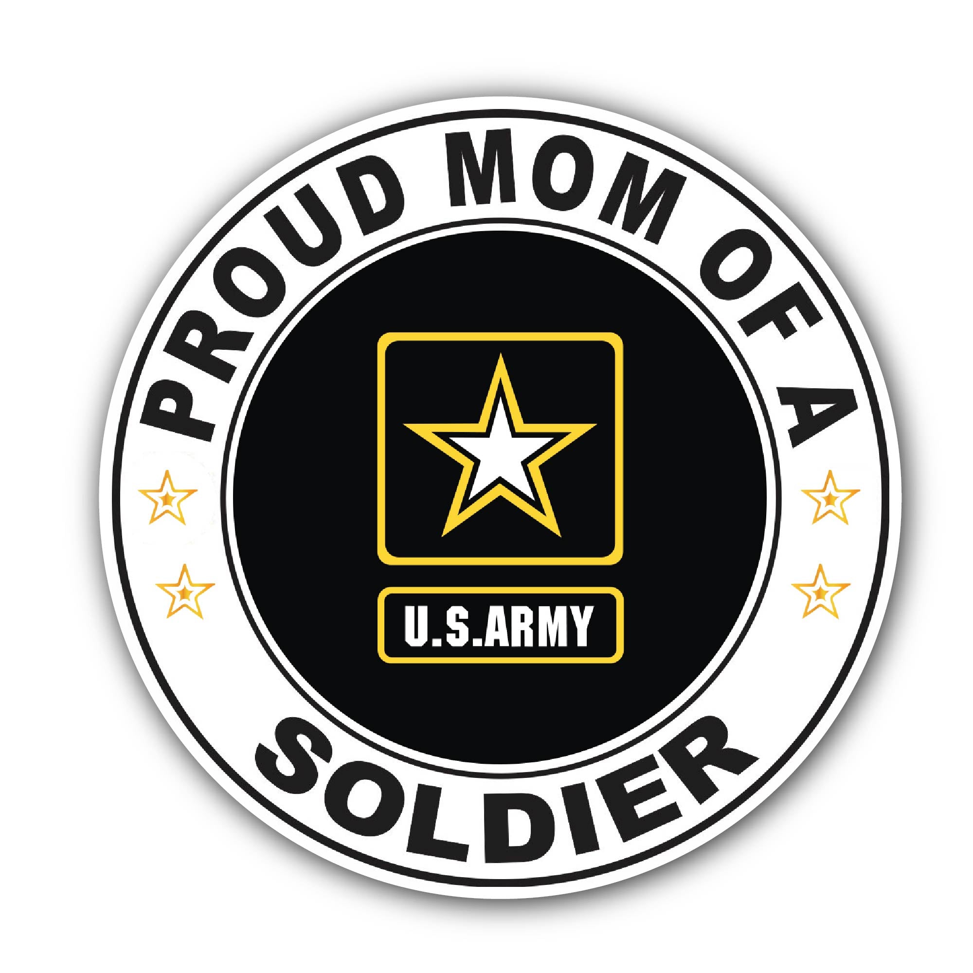 Proud Mom of a Soldier U.S. Army Sticker, Waterproof Vinyl Decal Sticker Indoor Or Outdoor 2 (Pieces) 3" and 5"