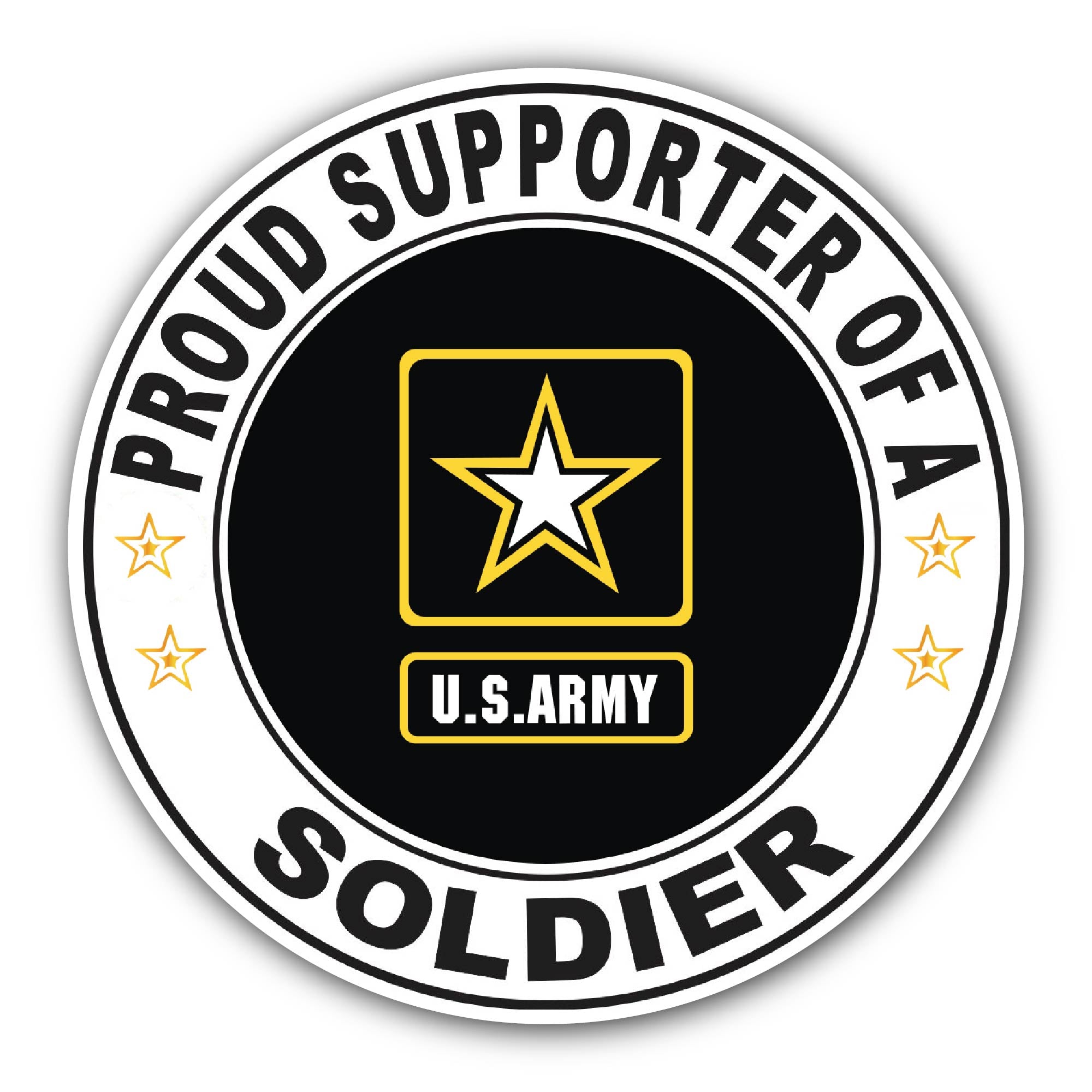 Proud Supporter of a Soldier U.S. Army Sticker, Waterproof Vinyl Decal Sticker Indoor Or Outdoor 2 (Pieces) 3" and 5"
