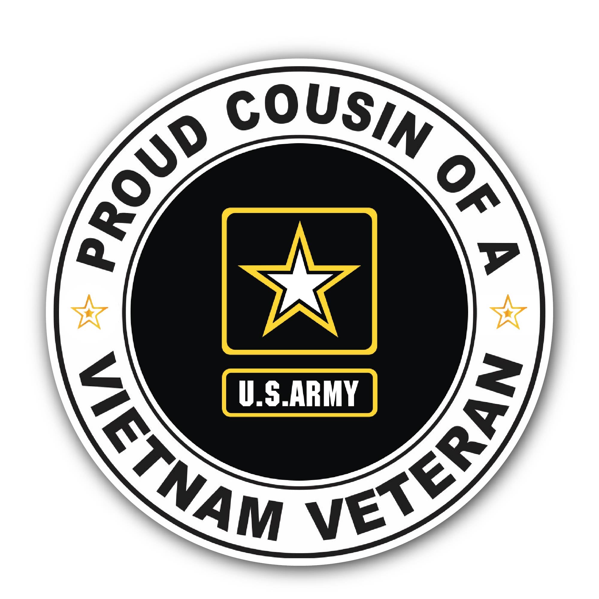U.S. Army Proud Cousin of a Vietnam Veteran Sticker, Waterproof Vinyl Decal Sticker Indoor Or Outdoor 2 (Pieces) 3" and 5"