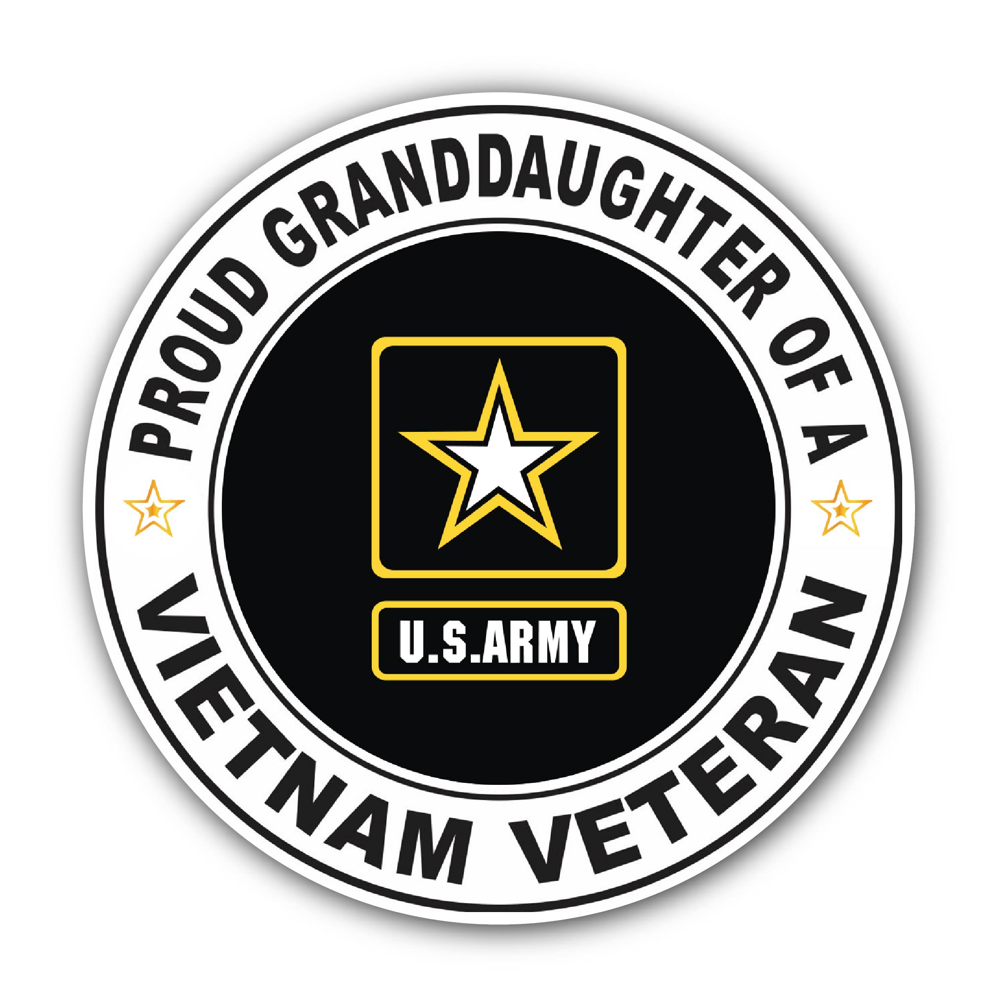 U.S. Army Proud Granddaughter of a Vietnam Veteran Sticker, Waterproof Vinyl Decal Sticker Indoor Or Outdoor 2 (Pieces) 3" and 5"