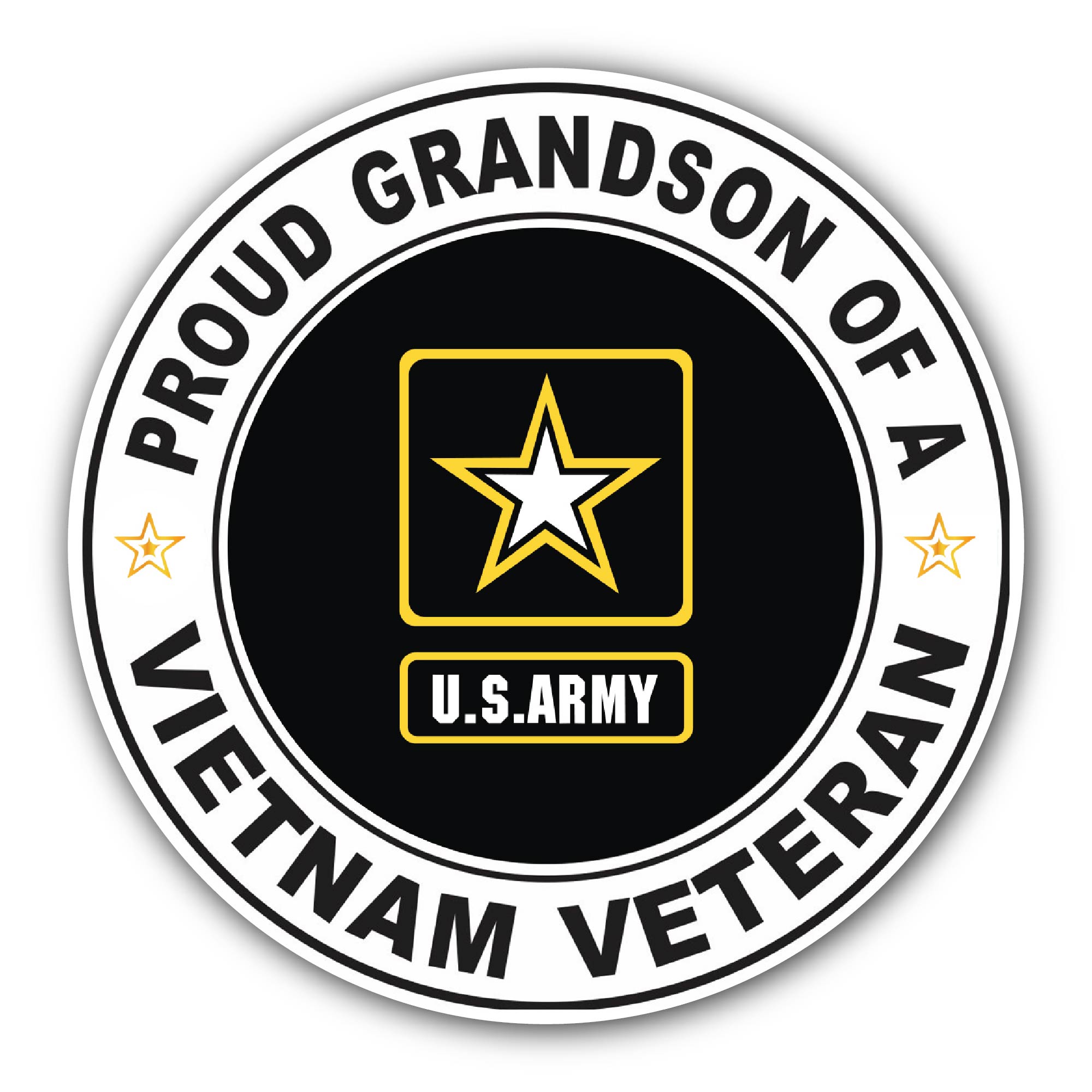 U.S. Army Proud Grandson of a Vietnam Veteran Sticker, Waterproof Vinyl Decal Sticker Indoor Or Outdoor 2 (Pieces) 3" and 5"