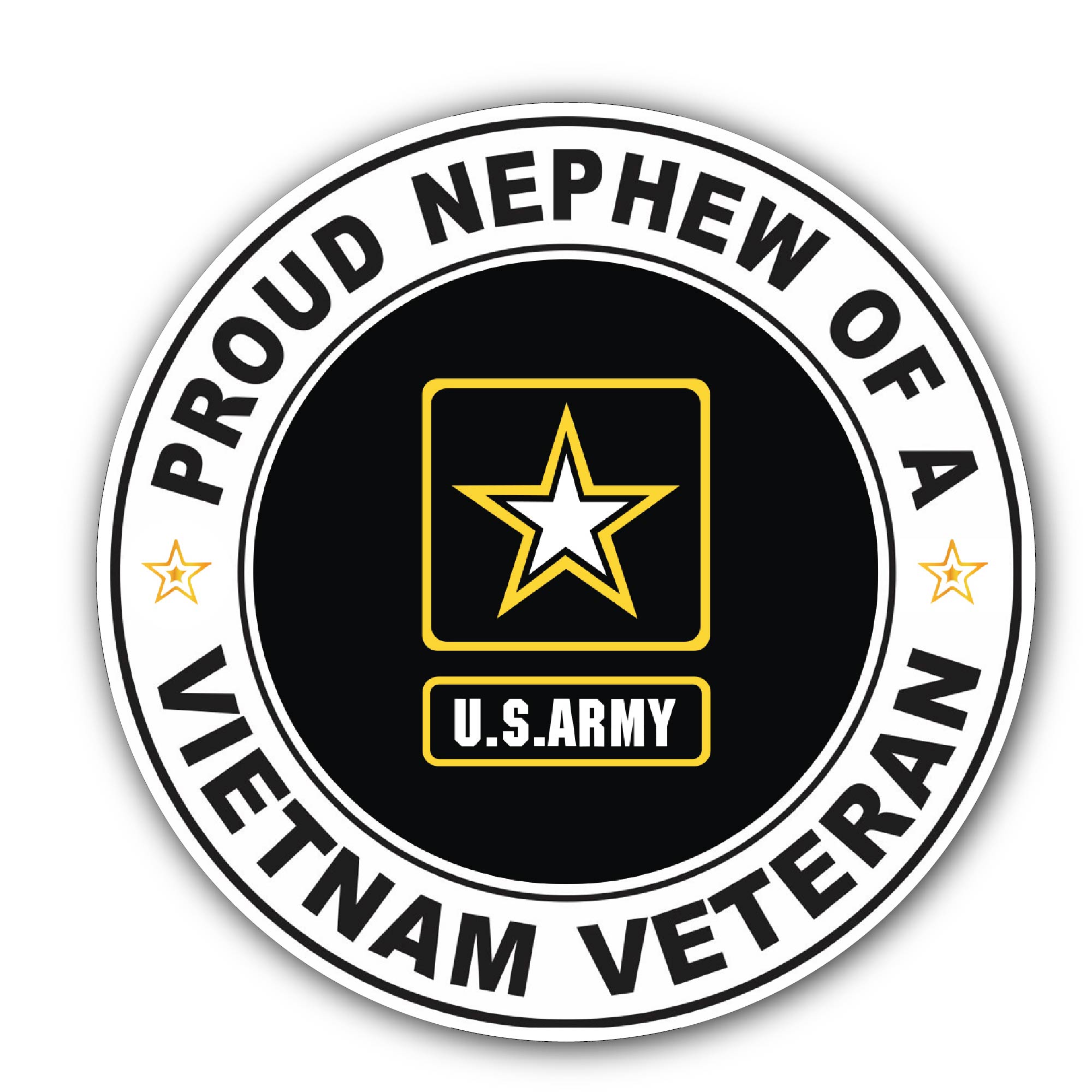 U.S. Army Proud Nephew of a Vietnam Veteran Sticker, Waterproof Vinyl Decal Sticker Indoor Or Outdoor 2 (Pieces) 3" and 5"