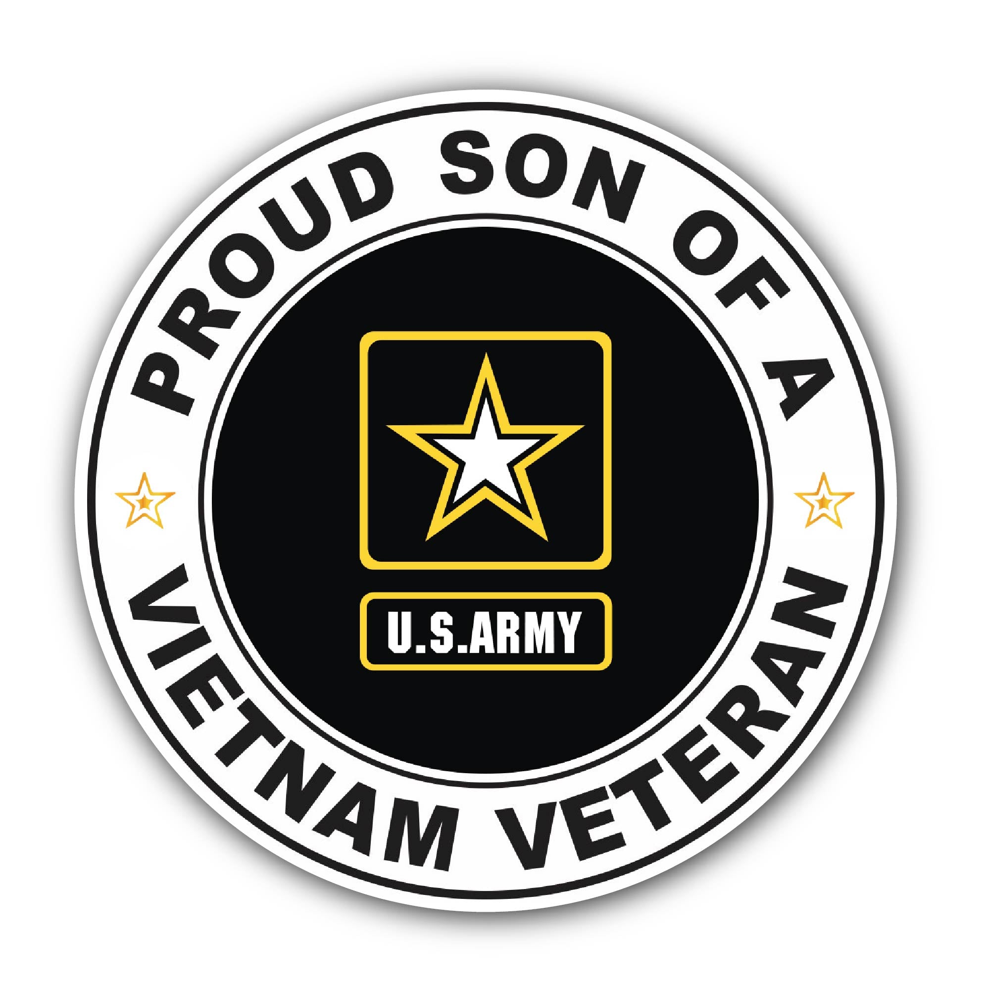 U.S. Army Proud Son of a Vietnam Veteran Sticker, Waterproof Vinyl Decal Sticker Indoor Or Outdoor 2 (Pieces) 3" and 5"