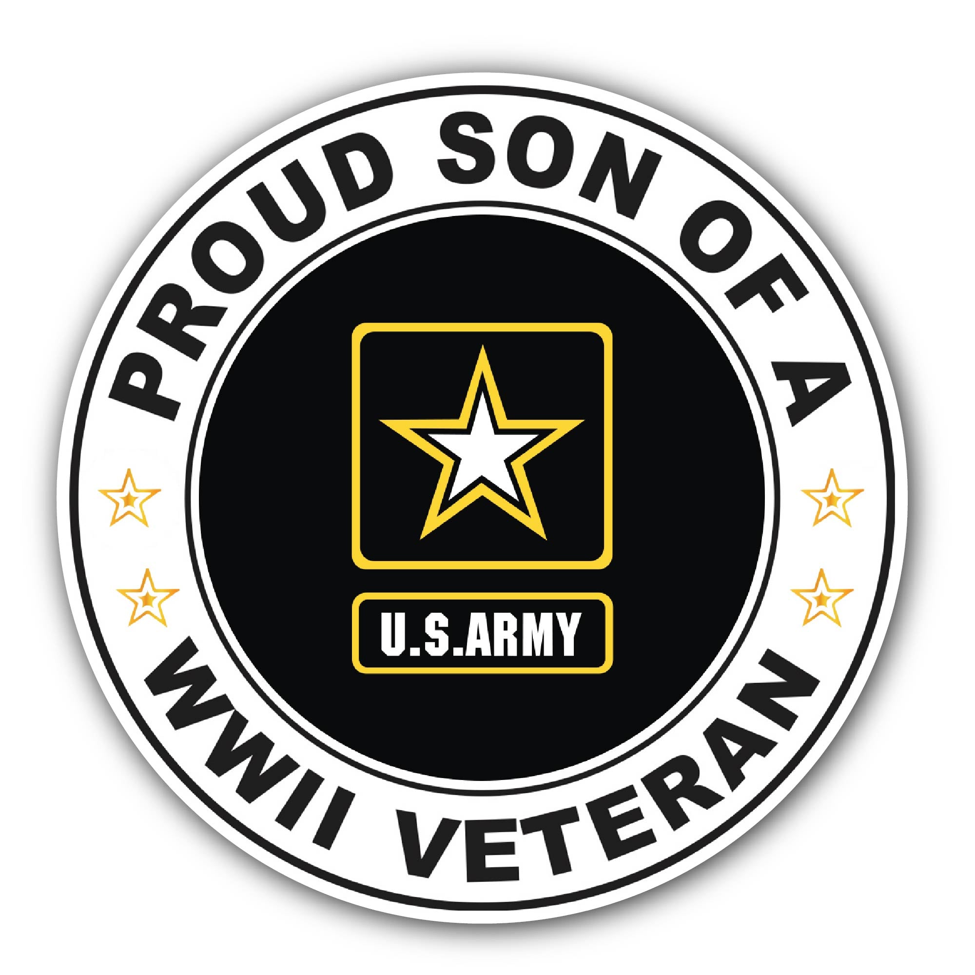 U.S. Army Proud Son of a World War II Veteran Sticker, Waterproof Vinyl Decal Sticker Indoor Or Outdoor 2 (Pieces) 3" and 5"