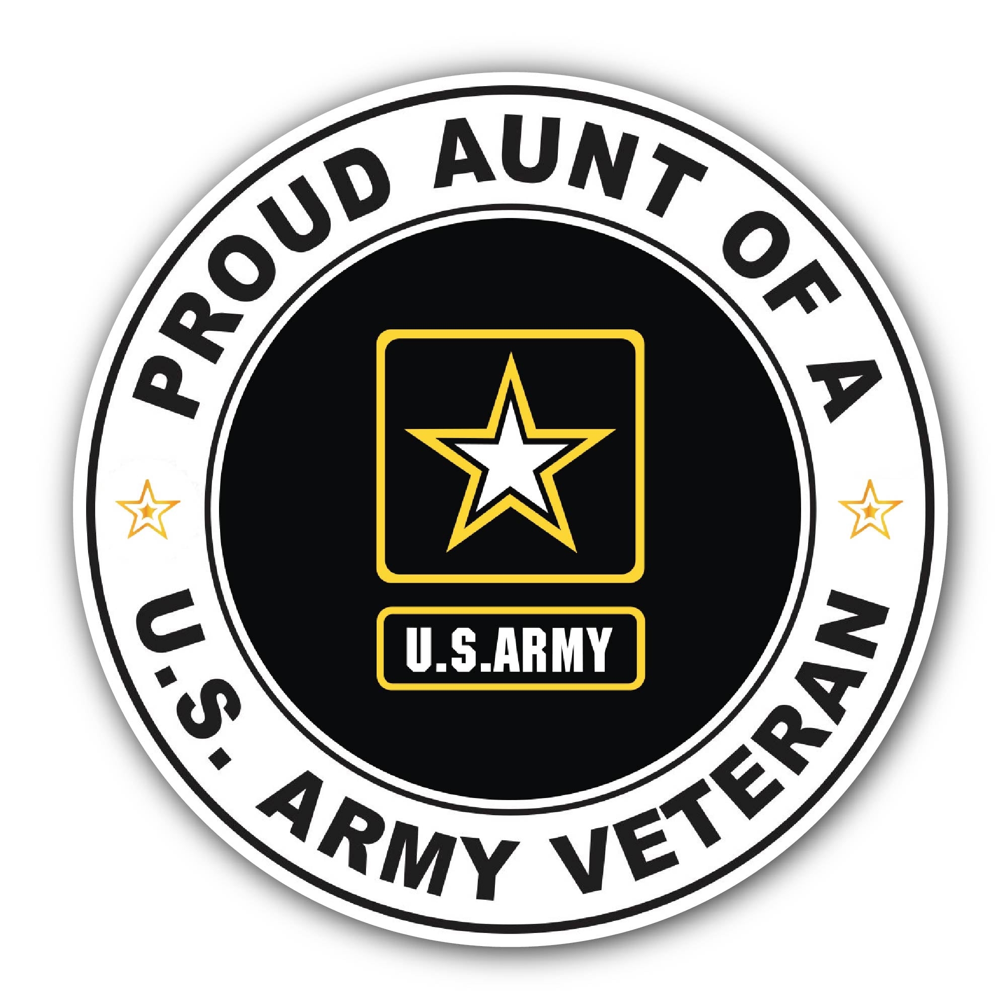 U.S. Army Veteran Proud Aunt Sticker, Waterproof Vinyl Decal Sticker Indoor Or Outdoor 2 (Pieces) 3" and 5"