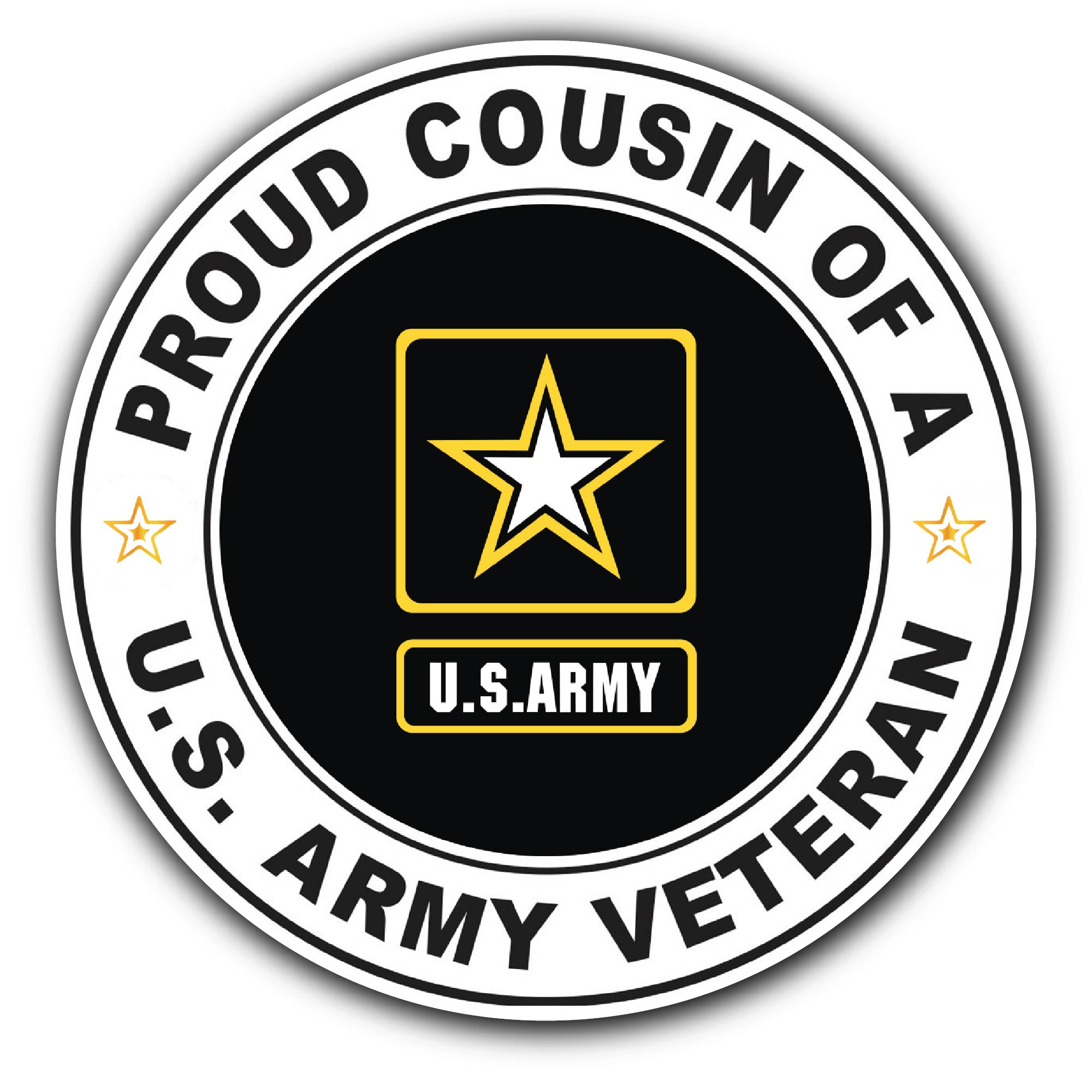 U.S. Army Veteran Proud Cousin Sticker, Waterproof Vinyl Decal Sticker Indoor Or Outdoor 2 (Pieces) 3" and 5"