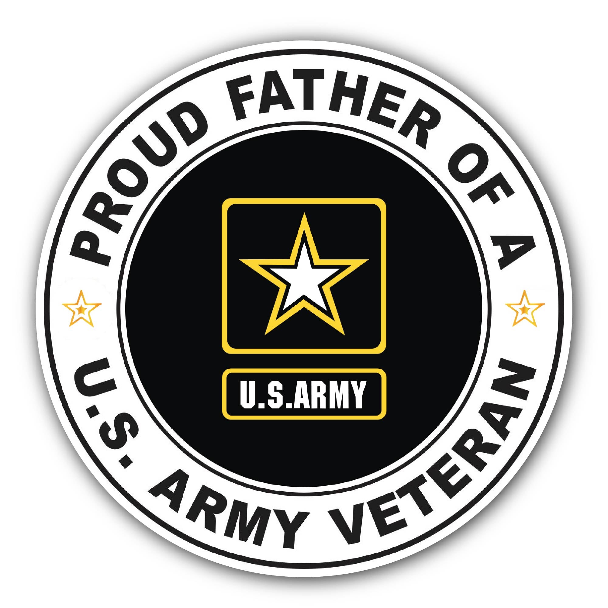 U.S. Army Veteran Proud Father Sticker, Waterproof Vinyl Decal Sticker Indoor Or Outdoor 2 (Pieces) 3" and 5"
