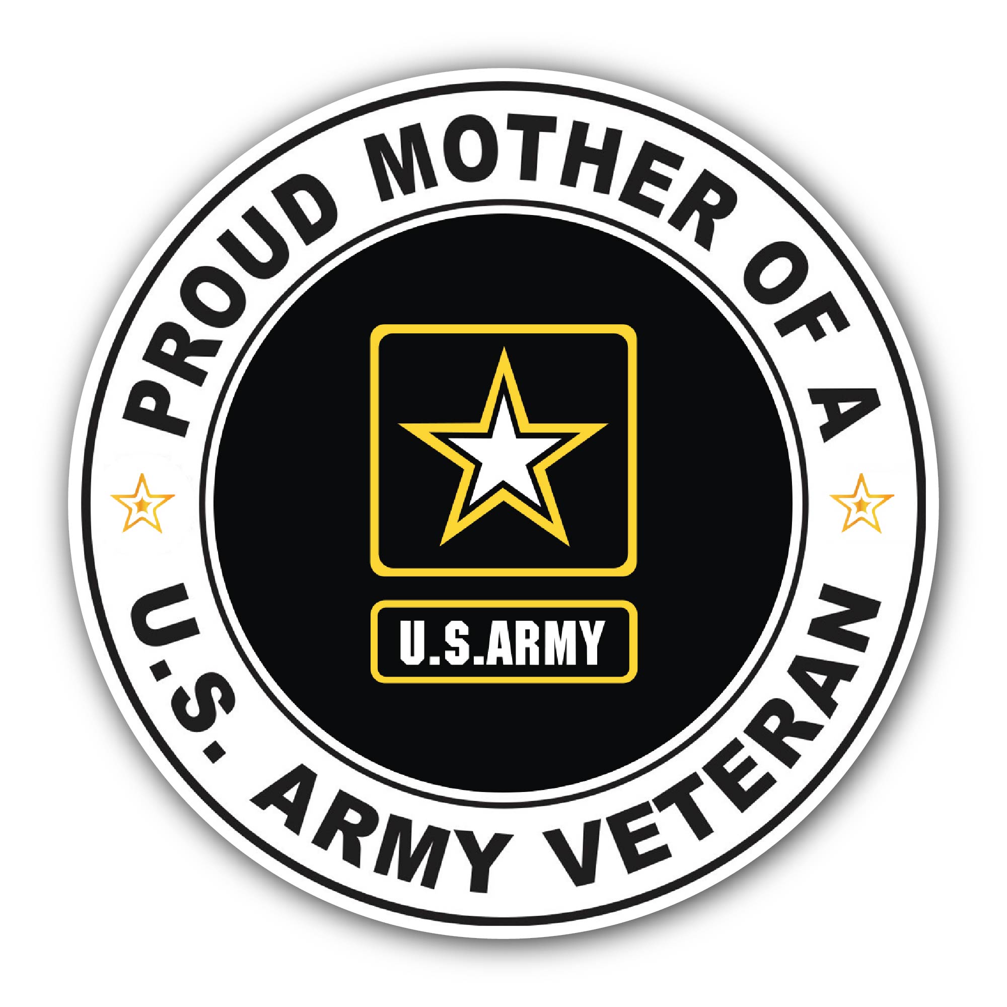U.S. Army Veteran Proud Mother Sticker, Waterproof Vinyl Decal Sticker Indoor Or Outdoor 2 (Pieces) 3" and 5"