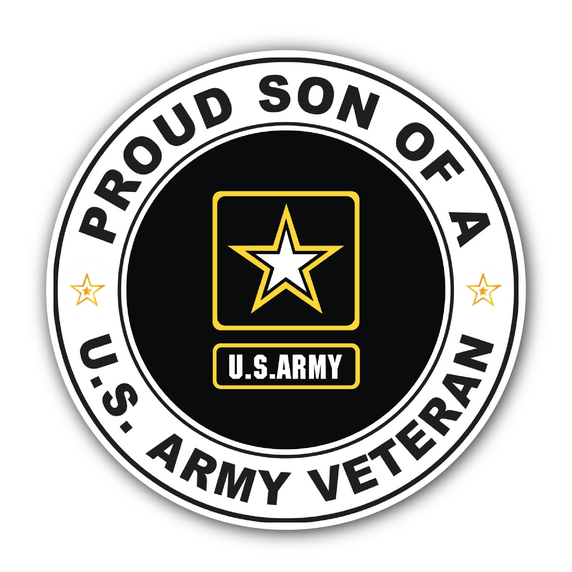 U.S. Army Veteran Proud Son Sticker, Waterproof Vinyl Decal Sticker Indoor Or Outdoor 2 (Pieces) 3" and 5"