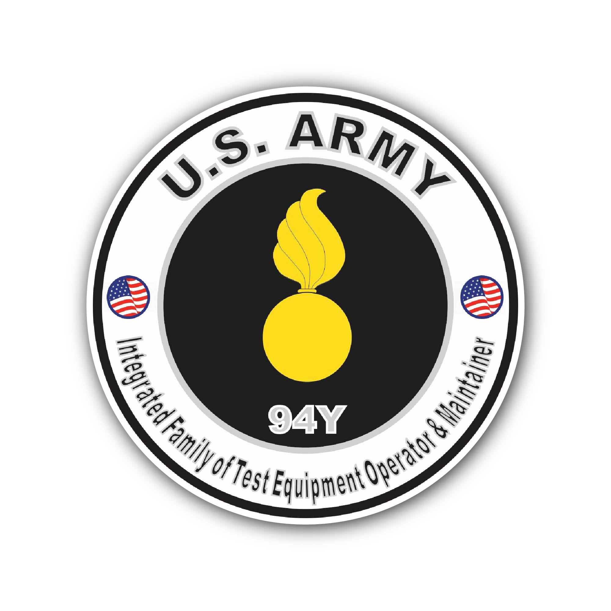 U.S. Army MOS 94Y Integrated Family of Test Equipment Operator & Maintainer Sticker, Waterproof Vinyl Decal Sticker Indoor Or Outdoor 2 (Pieces) 3" and 5"