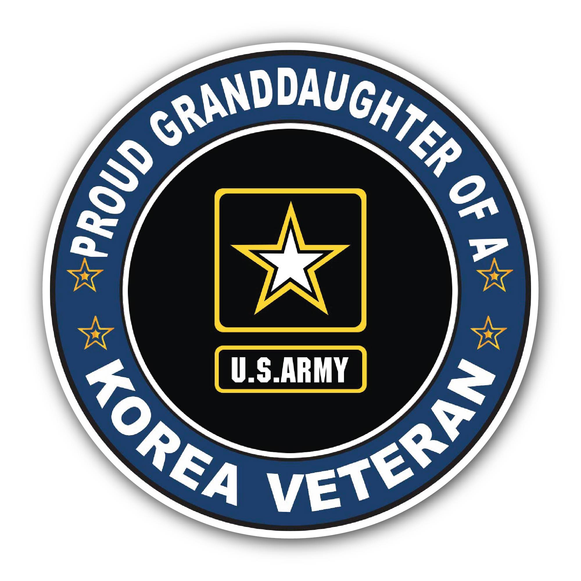 U.S. Army Proud Granddaughter of a Korea Veteran Sticker, Waterproof Vinyl Decal Sticker Indoor Or Outdoor 2 (Pieces) 3" and 5"
