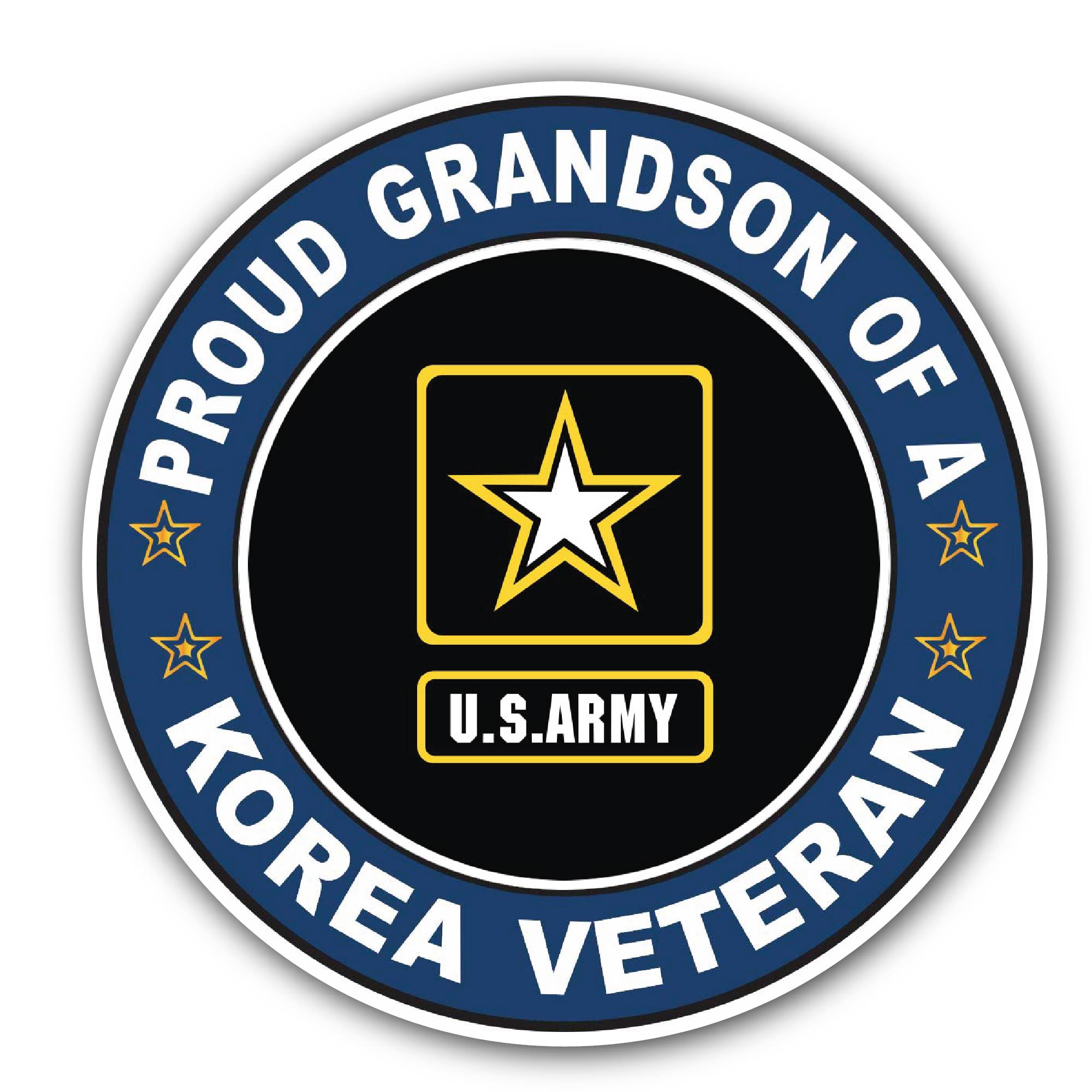 U.S. Army Proud Grandson of a Korea Veteran Sticker, Waterproof Vinyl Decal Sticker Indoor Or Outdoor 2 (Pieces) 3" and 5"