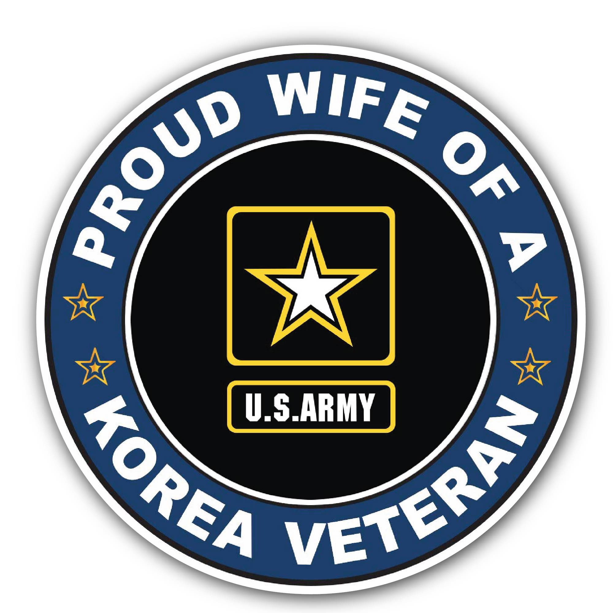 U.S. Army Proud Wife of a Korea Veteran Sticker, Waterproof Vinyl Decal Sticker Indoor Or Outdoor 2 (Pieces) 3" and 5"