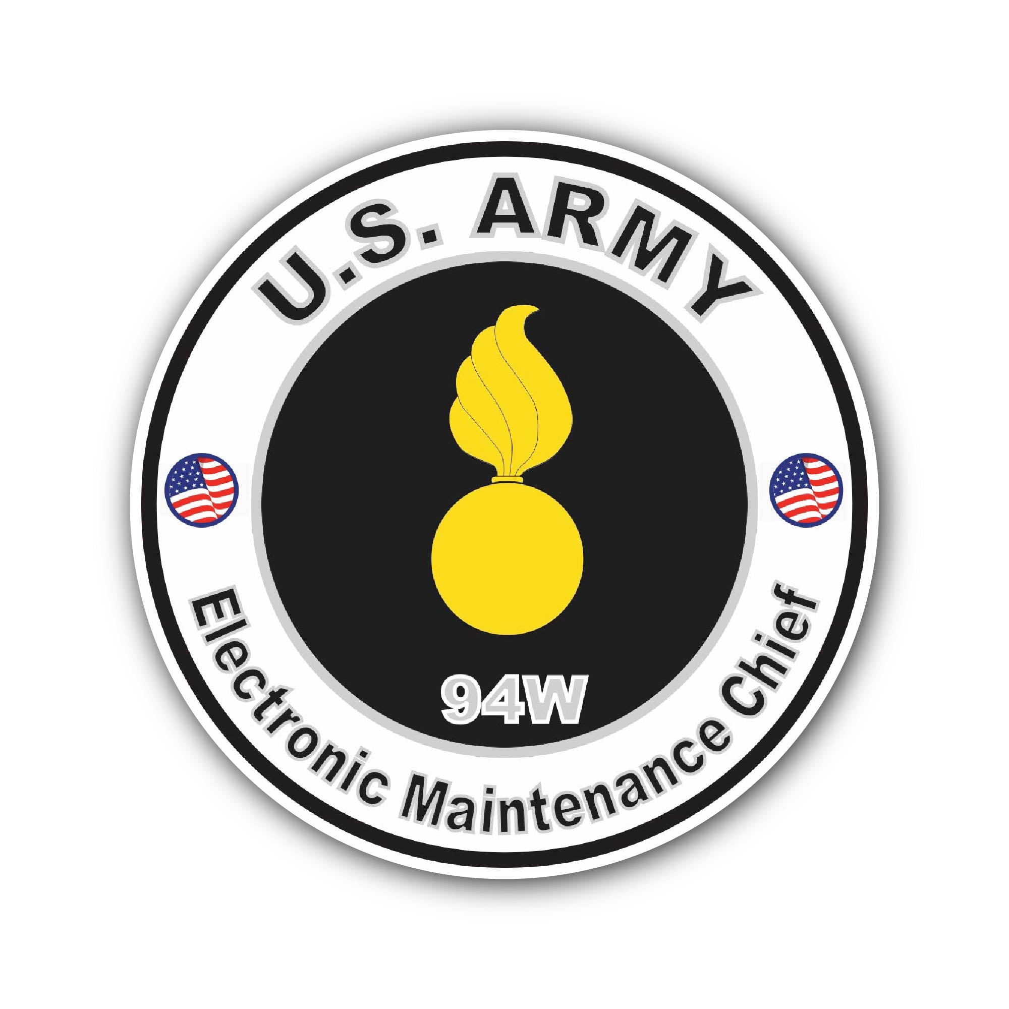 U.S. Army MOS 94W Electronic Maintenance Chief Sticker, Waterproof Vinyl Decal Sticker Indoor Or Outdoor 2 (Pieces) 3" and 5"