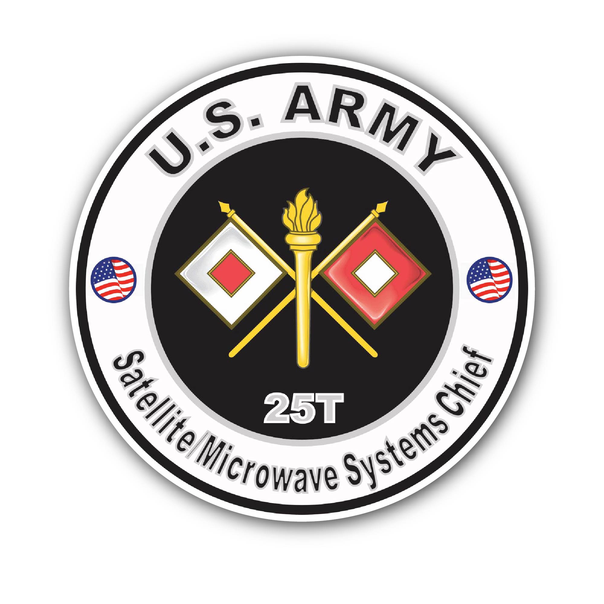 U.S. Army MOS 25T Satellite Microwave Systems Specialist Sticker, Waterproof Vinyl Decal Sticker Indoor Or Outdoor 2 (Pieces) 3" and 5"