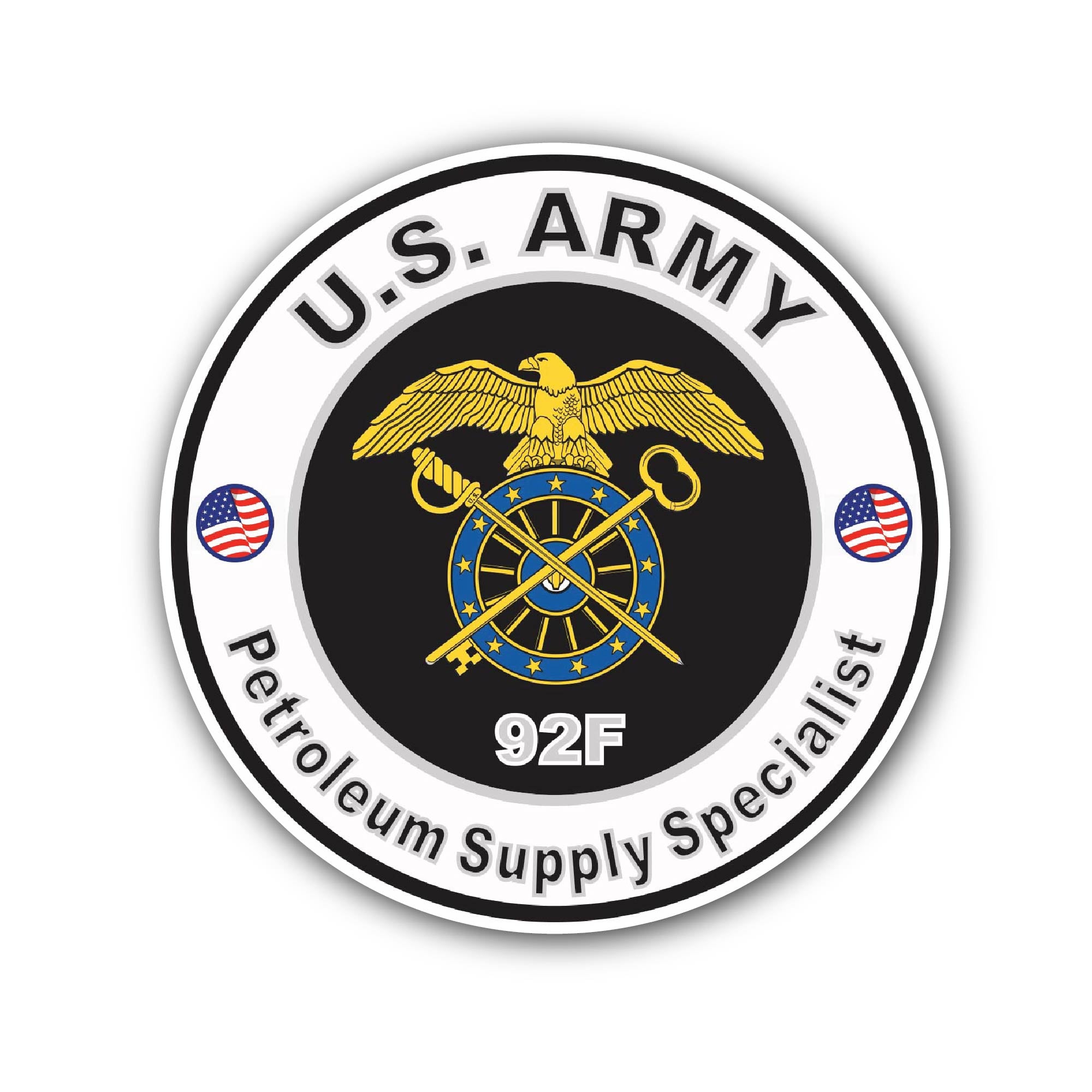 U.S. Army MOS 92F Petroleum Supply Specialist Sticker, Waterproof Vinyl Decal Sticker Indoor Or Outdoor 2 (Pieces) 3" and 5"
