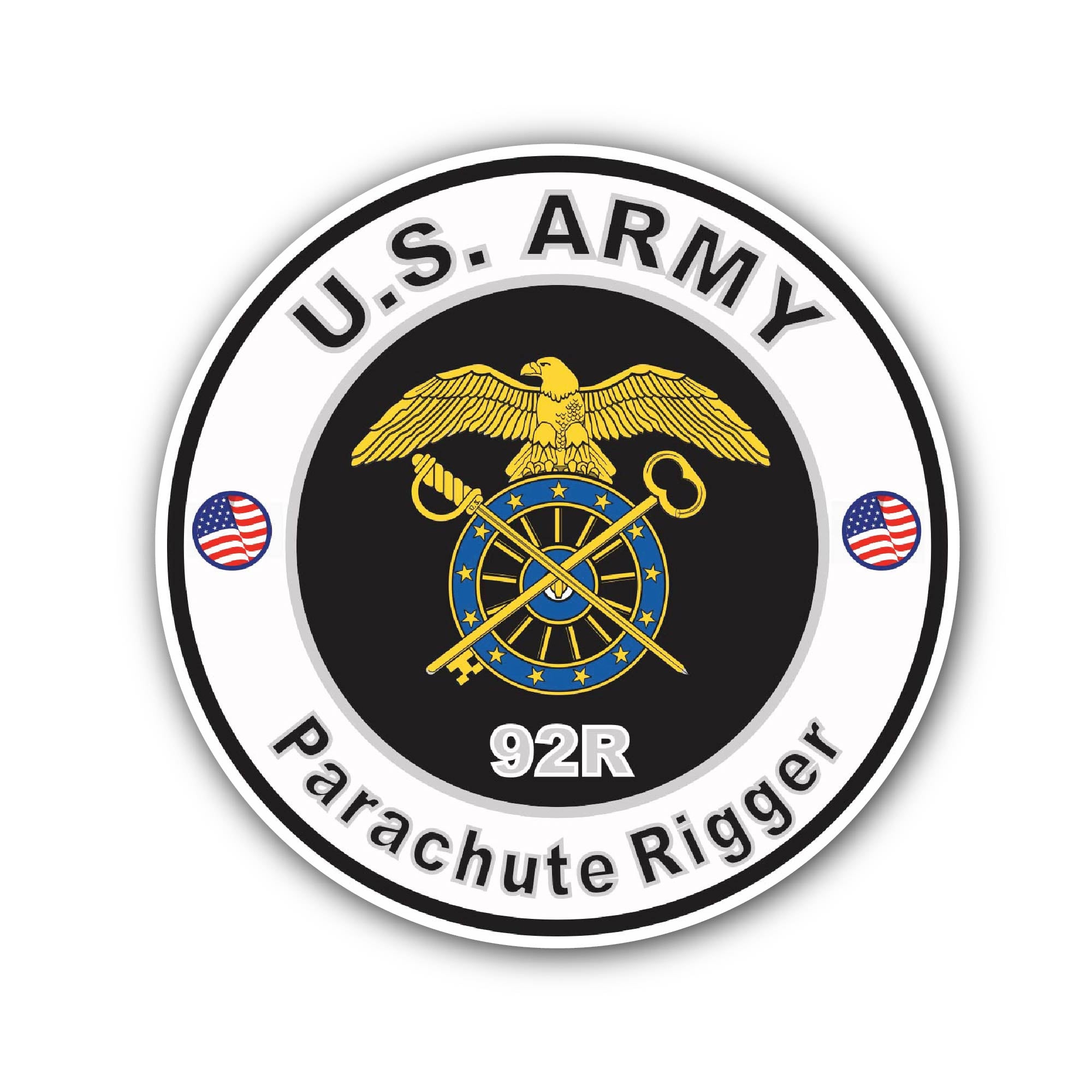U.S. Army MOS 92R Parachute Rigger Sticker, Waterproof Vinyl Decal Sticker Indoor Or Outdoor 2 (Pieces) 3" and 5"