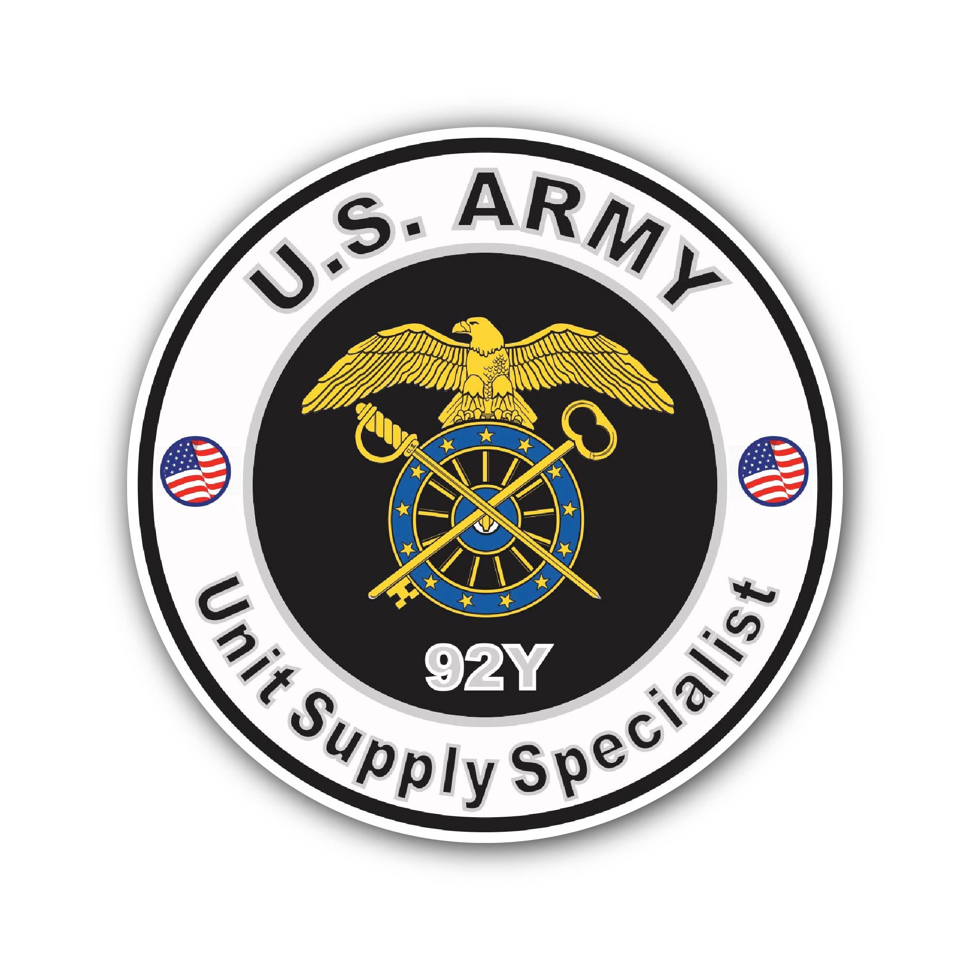 U.S. Army MOS 92Y Unit Supply Specialist Sticker, Waterproof Vinyl Decal Sticker Indoor Or Outdoor 2 (Pieces) 3" and 5"