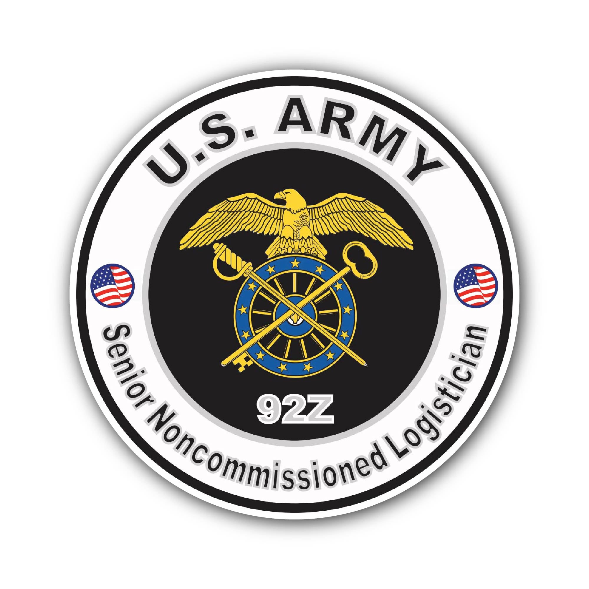 U.S. Army MOS 92Z Senior Noncommissioned Logistician Sticker, Waterproof Vinyl Decal Sticker Indoor Or Outdoor 2 (Pieces) 3" and 5"