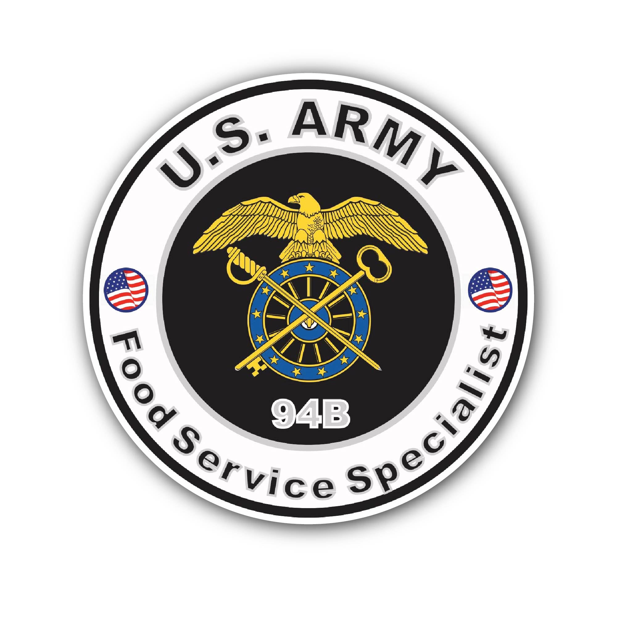 U.S. Army MOS 94B Food Service Specialist Sticker, Waterproof Vinyl Decal Sticker Indoor Or Outdoor 2 (Pieces) 3" and 5"
