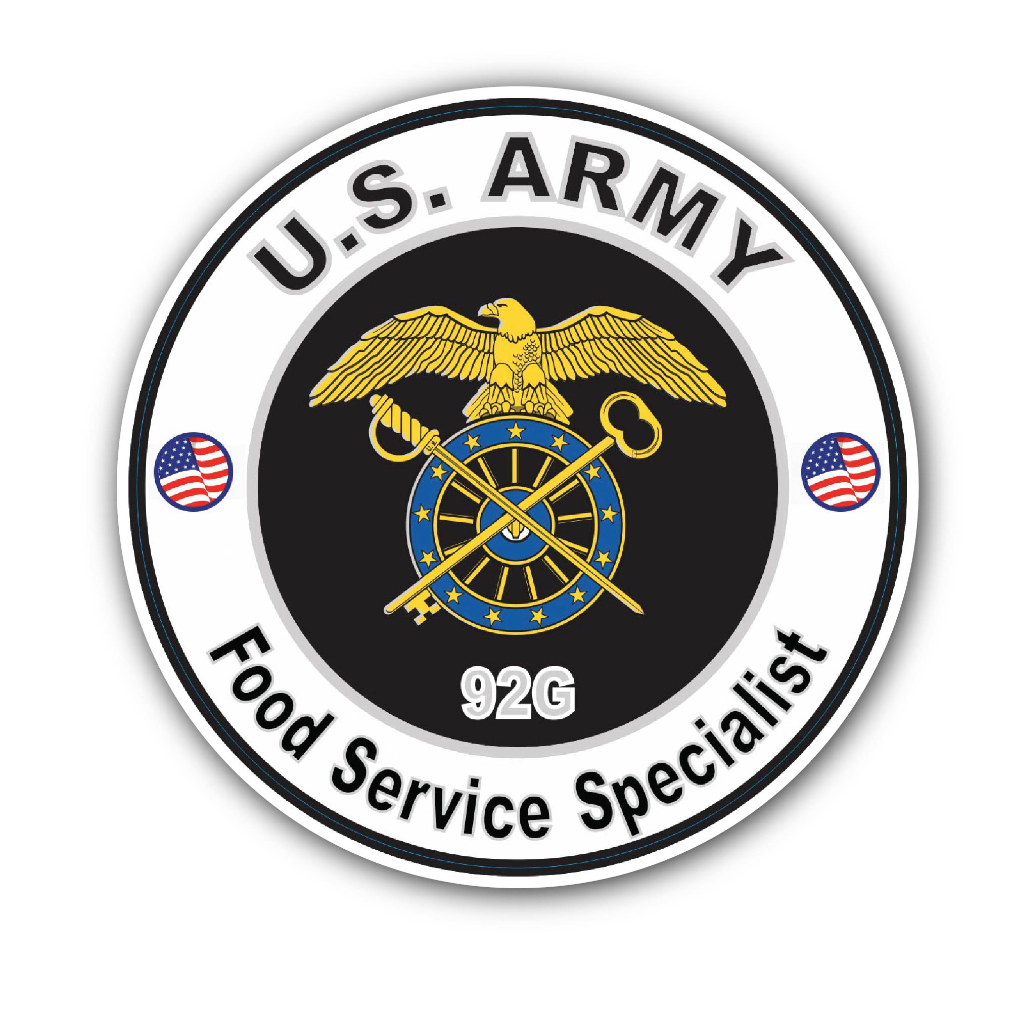 U.S. Army MOS 92G Food Service Specialist Sticker, Waterproof Vinyl Decal Sticker Indoor Or Outdoor 2 (Pieces) 3" and 5"