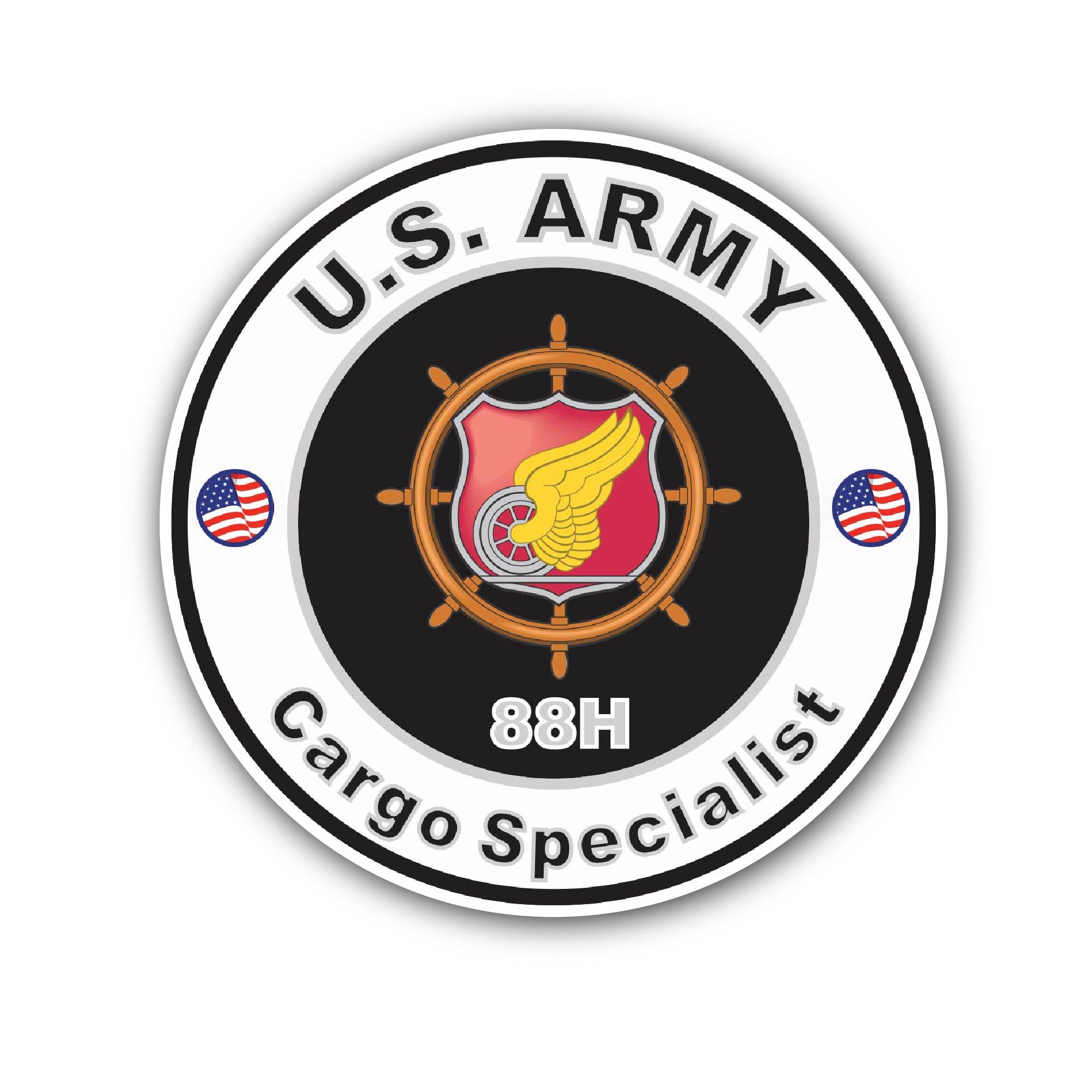 U.S. Army MOS 88H Cargo Specialist Sticker, Waterproof Vinyl Decal Sticker Indoor Or Outdoor 2 (Pieces) 3" and 5"