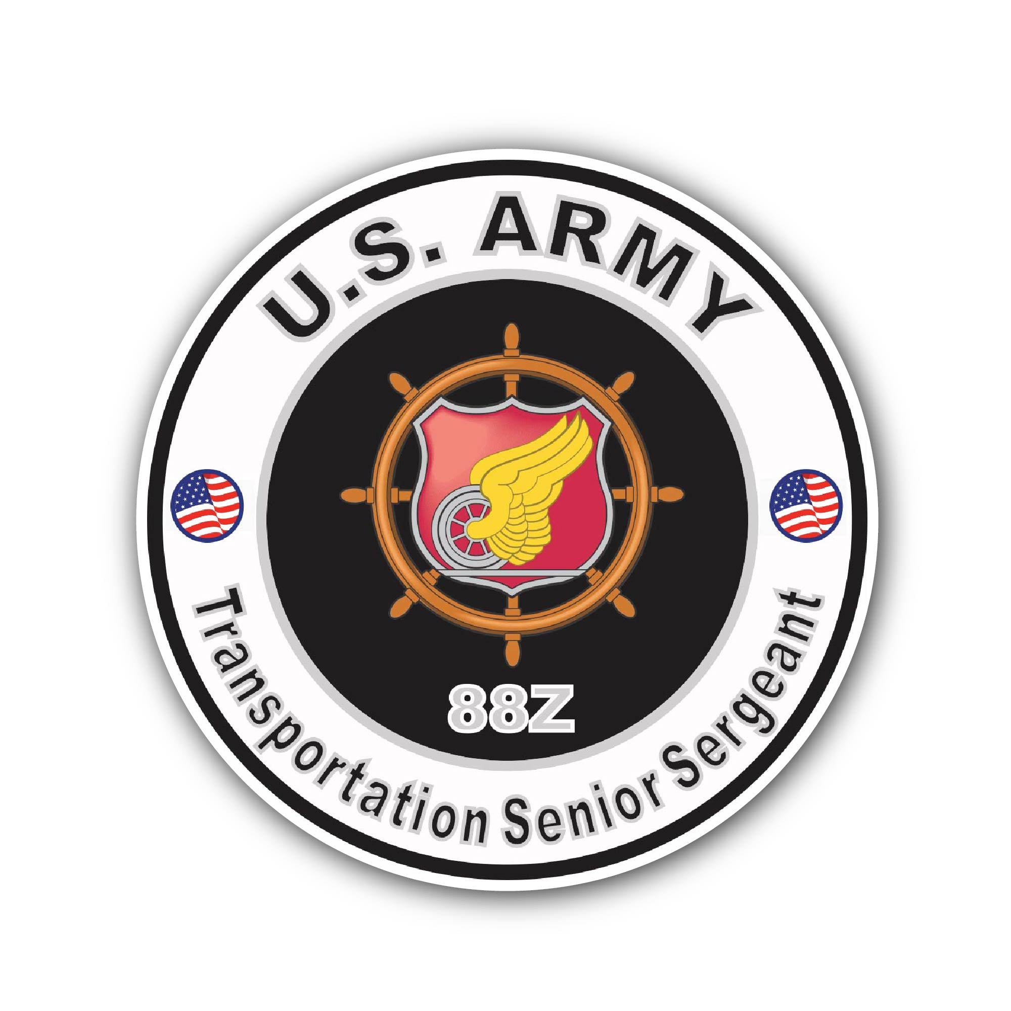 U.S. Army MOS 88Z Transportation Senior Sergeant Sticker, Waterproof Vinyl Decal Sticker Indoor Or Outdoor 2 (Pieces) 3" and 5"