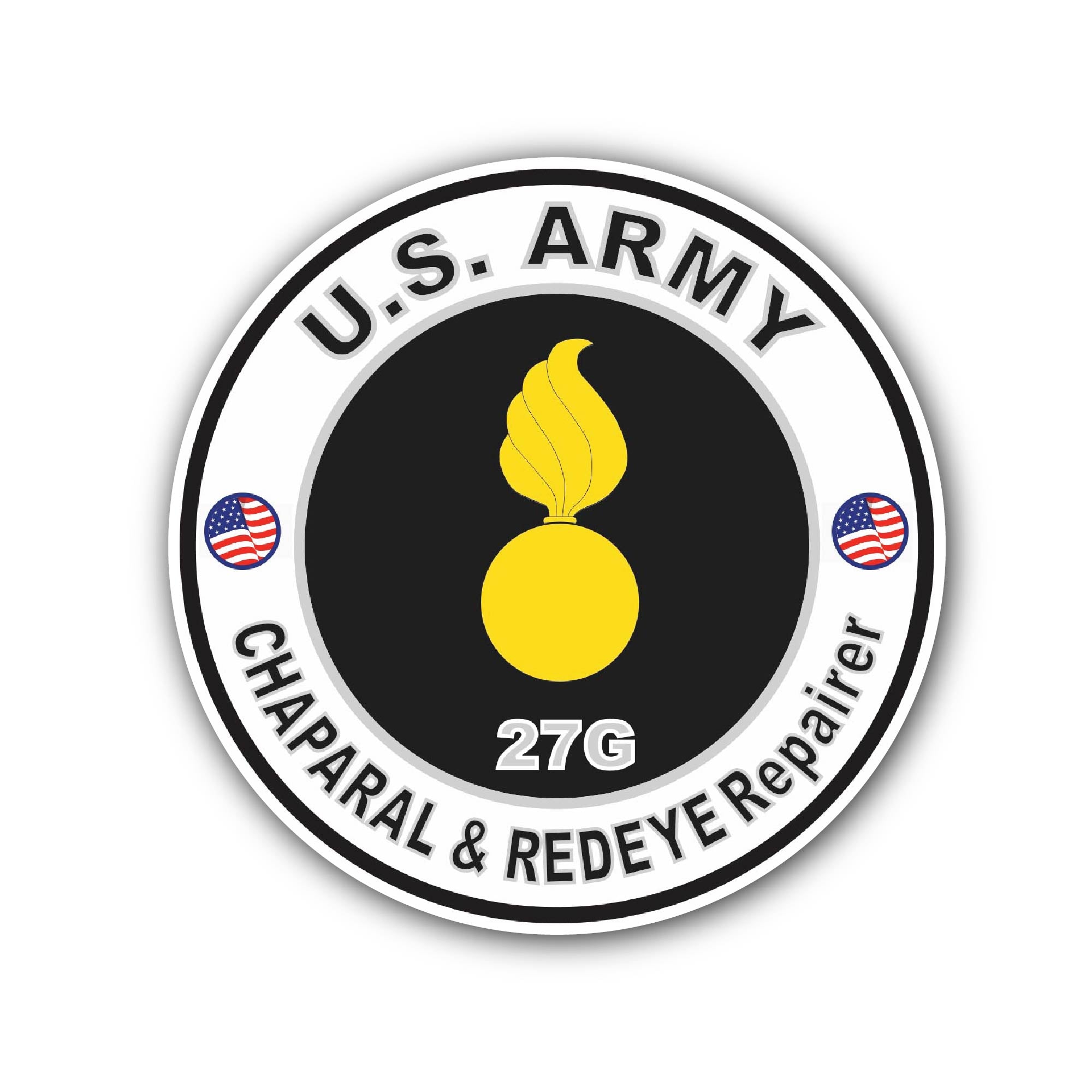 U.S. Army MOS 27G CHAPARAL and Redeye Repairer Sticker, Waterproof Vinyl Decal Sticker Indoor Or Outdoor 2 (Pieces) 3" and 5"