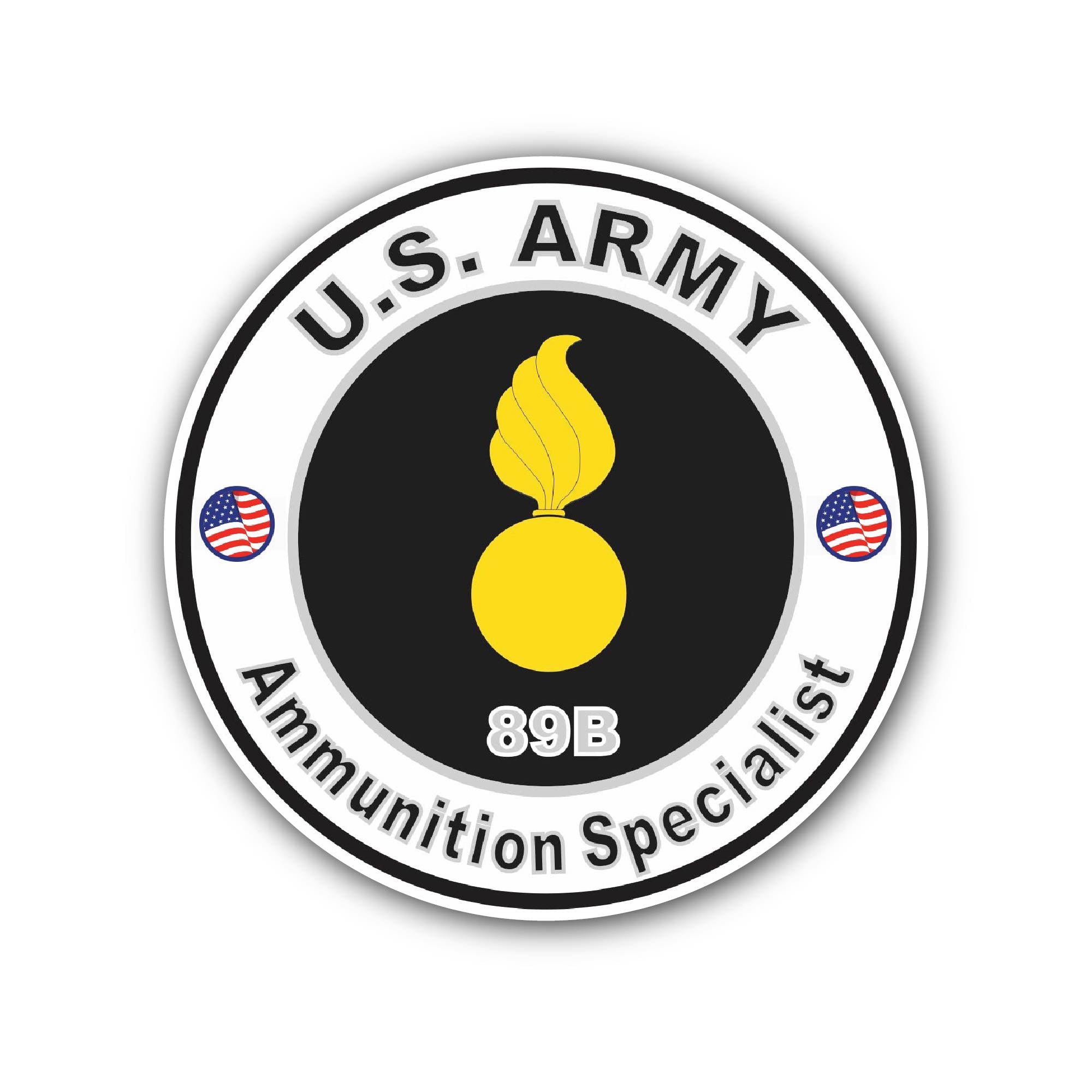 U.S. Army MOS 89B Ammunition Specialist Sticker, Waterproof Vinyl Decal Sticker Indoor Or Outdoor 2 (Pieces) 3" and 5"