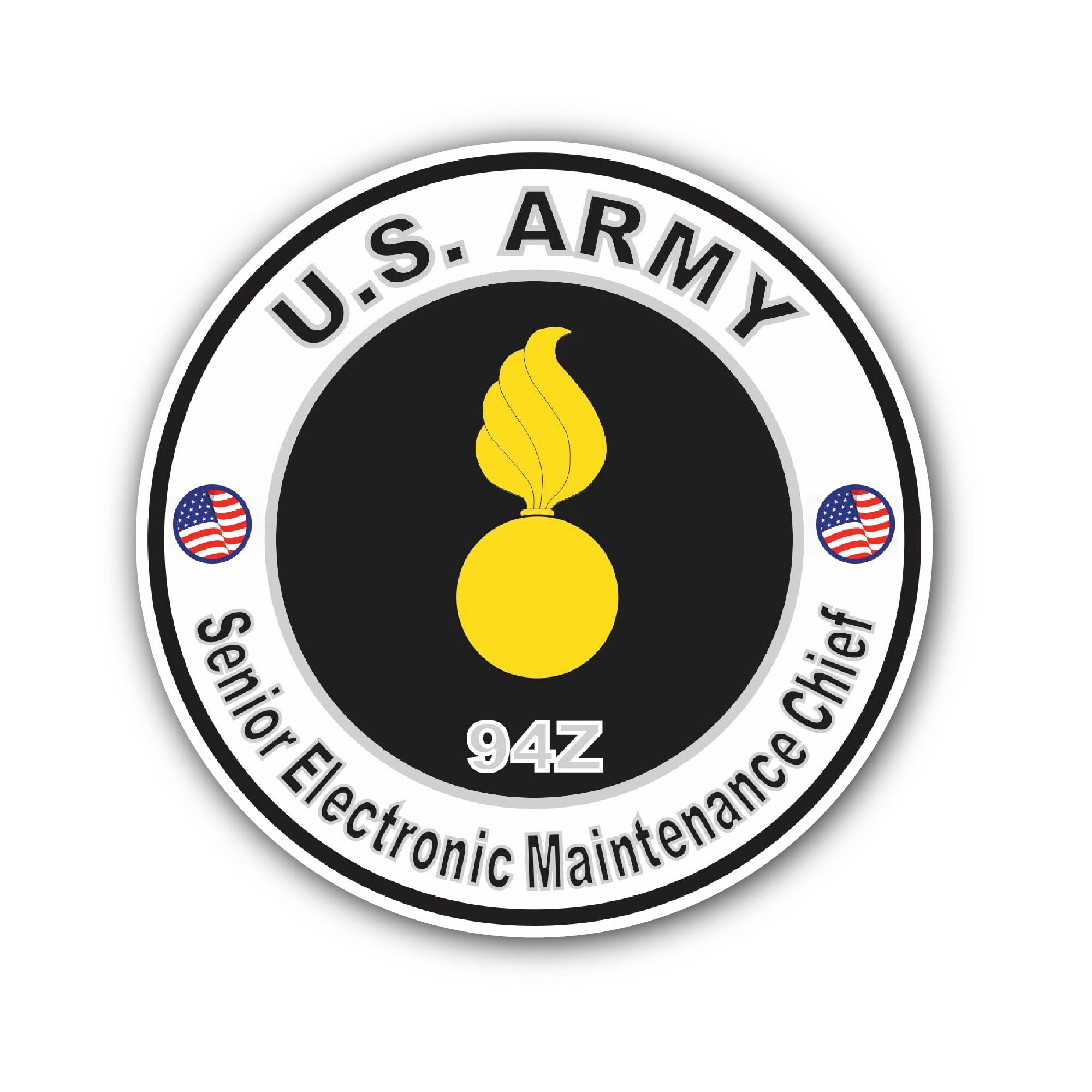 U.S. Army MOS 94Z Senior Electronic Maintenance Chief Sticker, Waterproof Vinyl Decal Sticker Indoor Or Outdoor 2 (Pieces) 3" and 5"