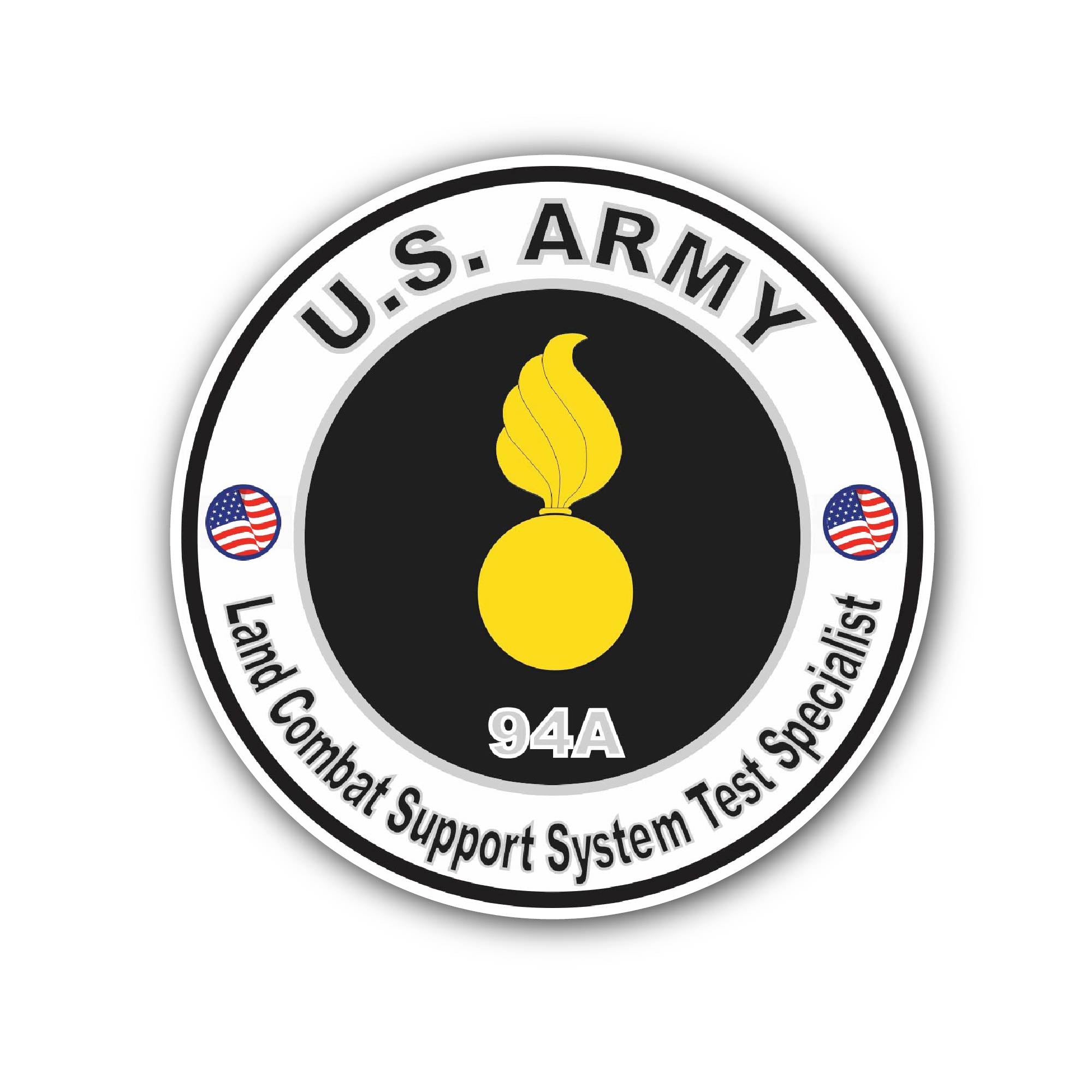 U.S. Army MOS 94A Land Combat Support System Test Specialist Sticker, Waterproof Vinyl Decal Sticker Indoor Or Outdoor 2 (Pieces) 3" and 5"