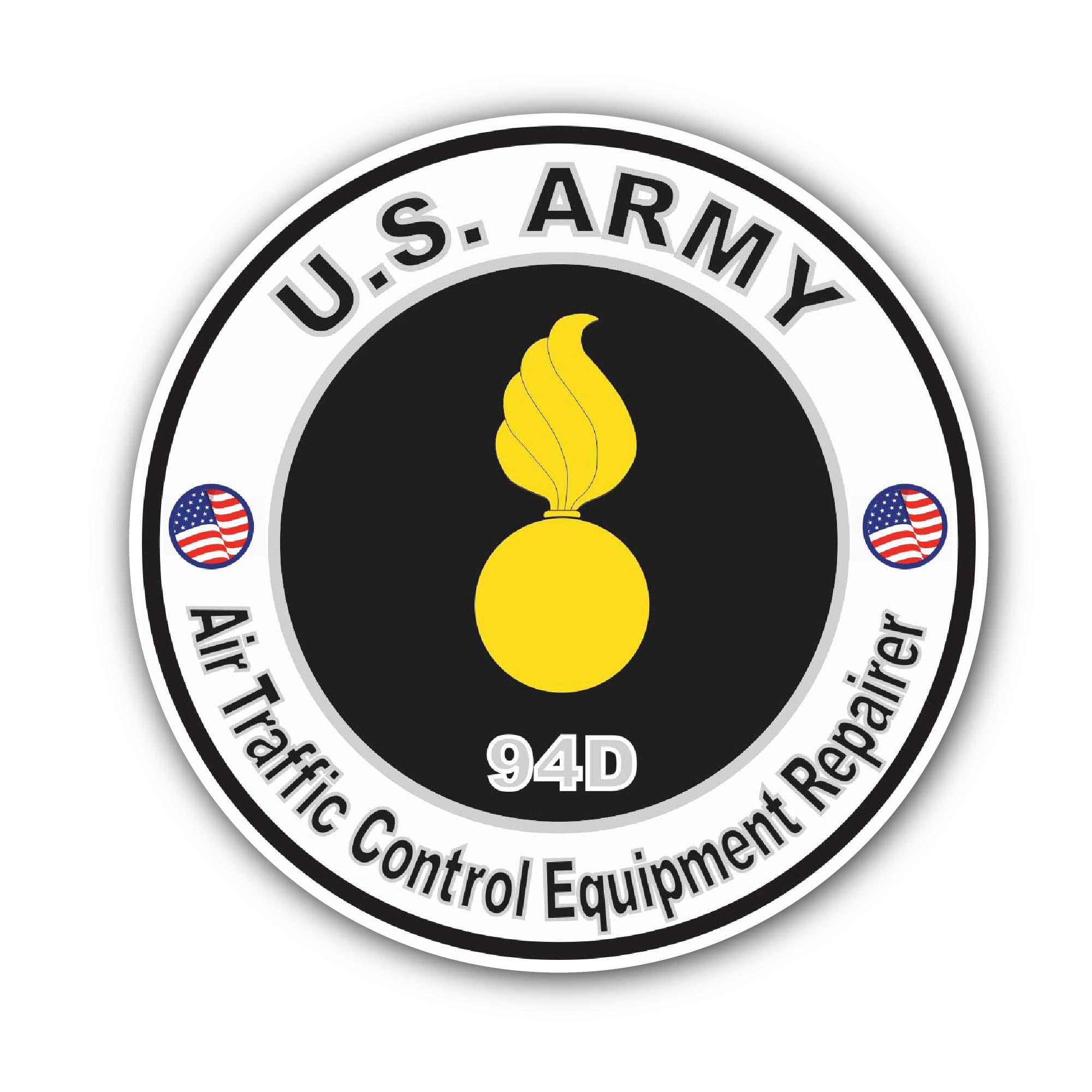 U.S. Army MOS 94D Air Traffic Control Equipment Repairer Sticker, Waterproof Vinyl Decal Sticker Indoor Or Outdoor 2 (Pieces) 3" and 5"