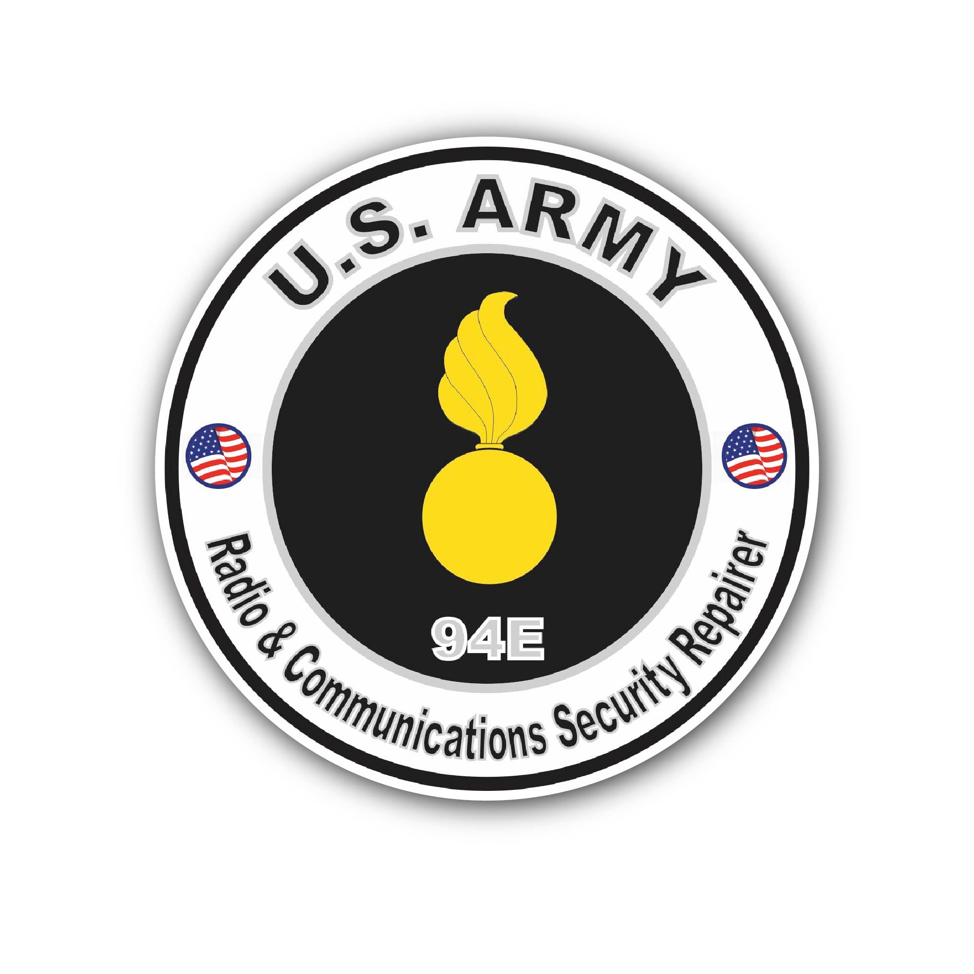 U.S. Army MOS 94E Radio & Communications Security Repairer Sticker, Waterproof Vinyl Decal Sticker Indoor Or Outdoor 2 (Pieces) 3" and 5"