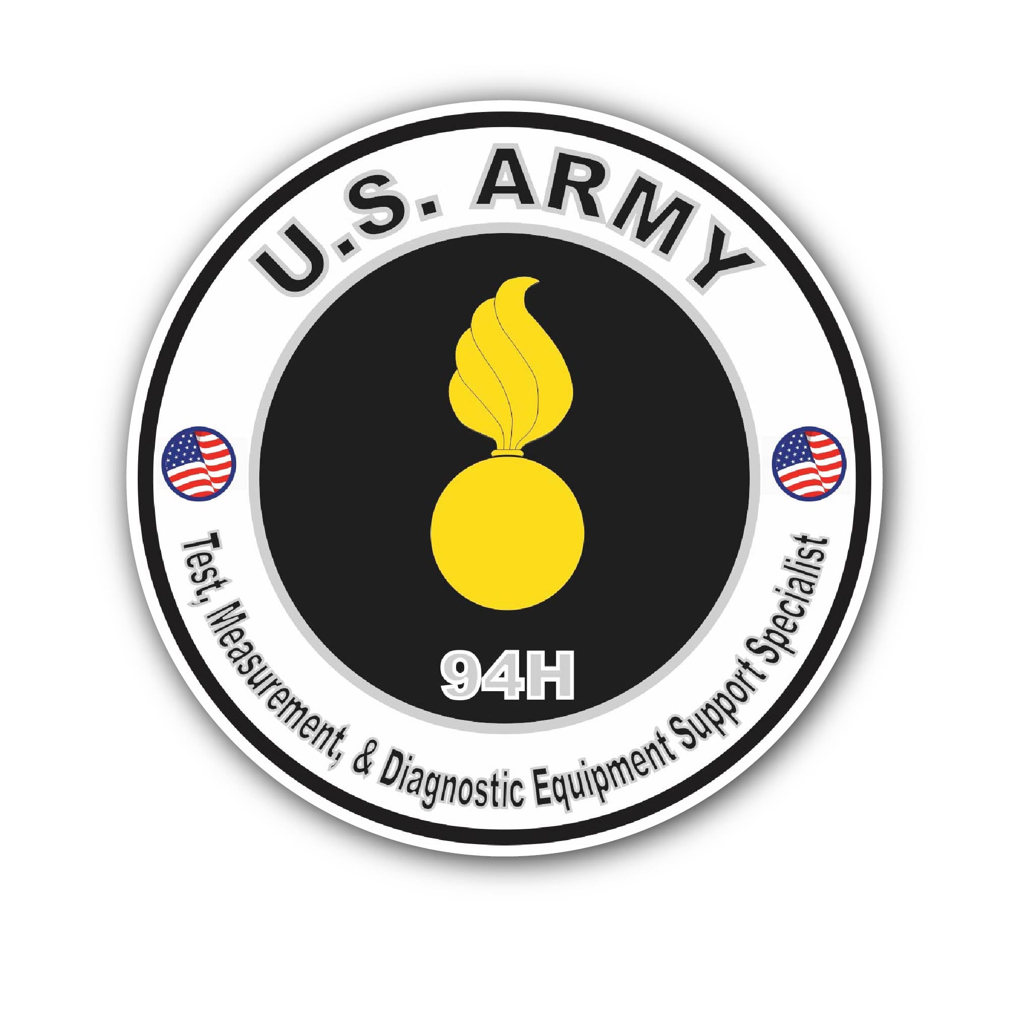 U.S. Army MOS 94H Test, Measurement, and Diagnostic Support Specialist Sticker, Waterproof Vinyl Decal Sticker Indoor Or Outdoor 2 (Pieces) 3" and 5"