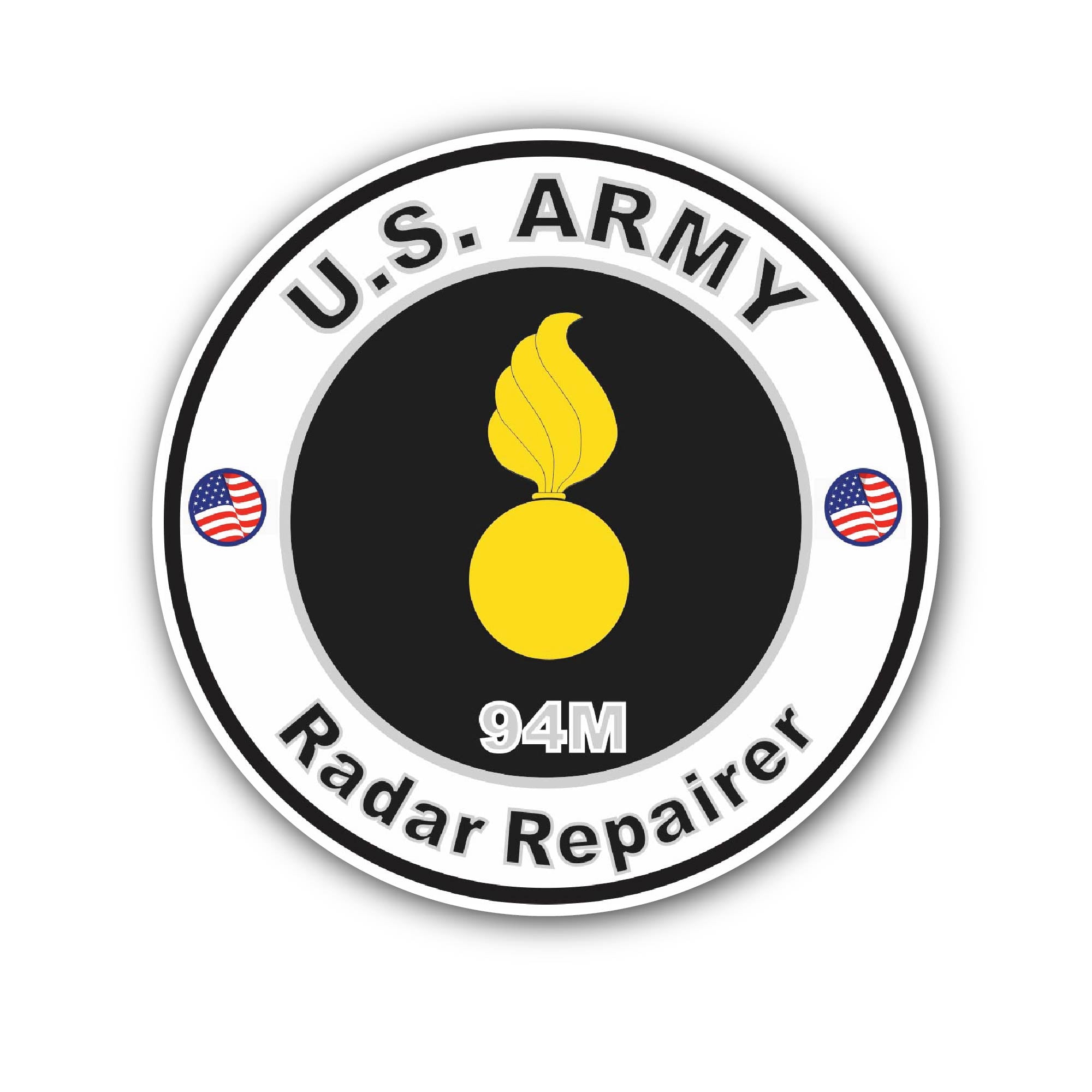 U.S. Army MOS 94M Radar Repairer Sticker, Waterproof Vinyl Decal Sticker Indoor Or Outdoor 2 (Pieces) 3" and 5"