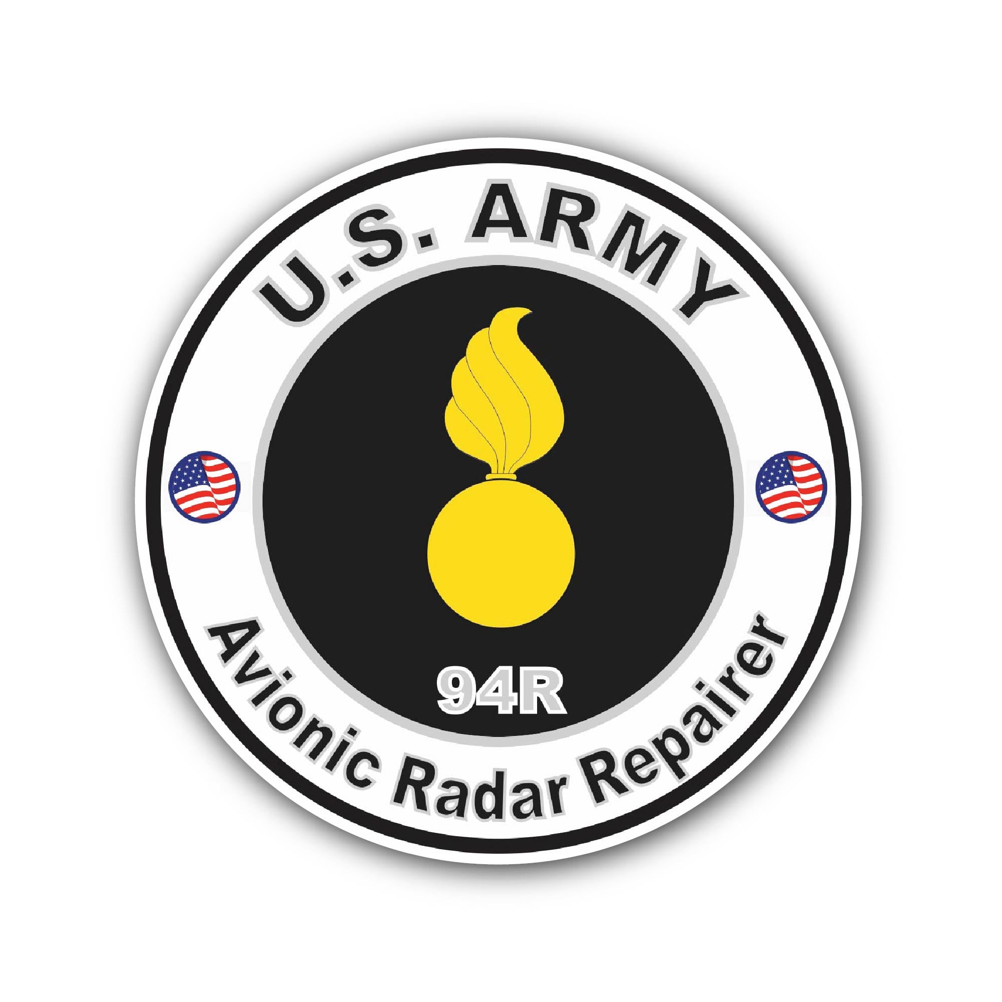 U.S. Army MOS 94R Avionic Radar Repairer Sticker, Waterproof Vinyl Decal Sticker Indoor Or Outdoor 2 (Pieces) 3" and 5"