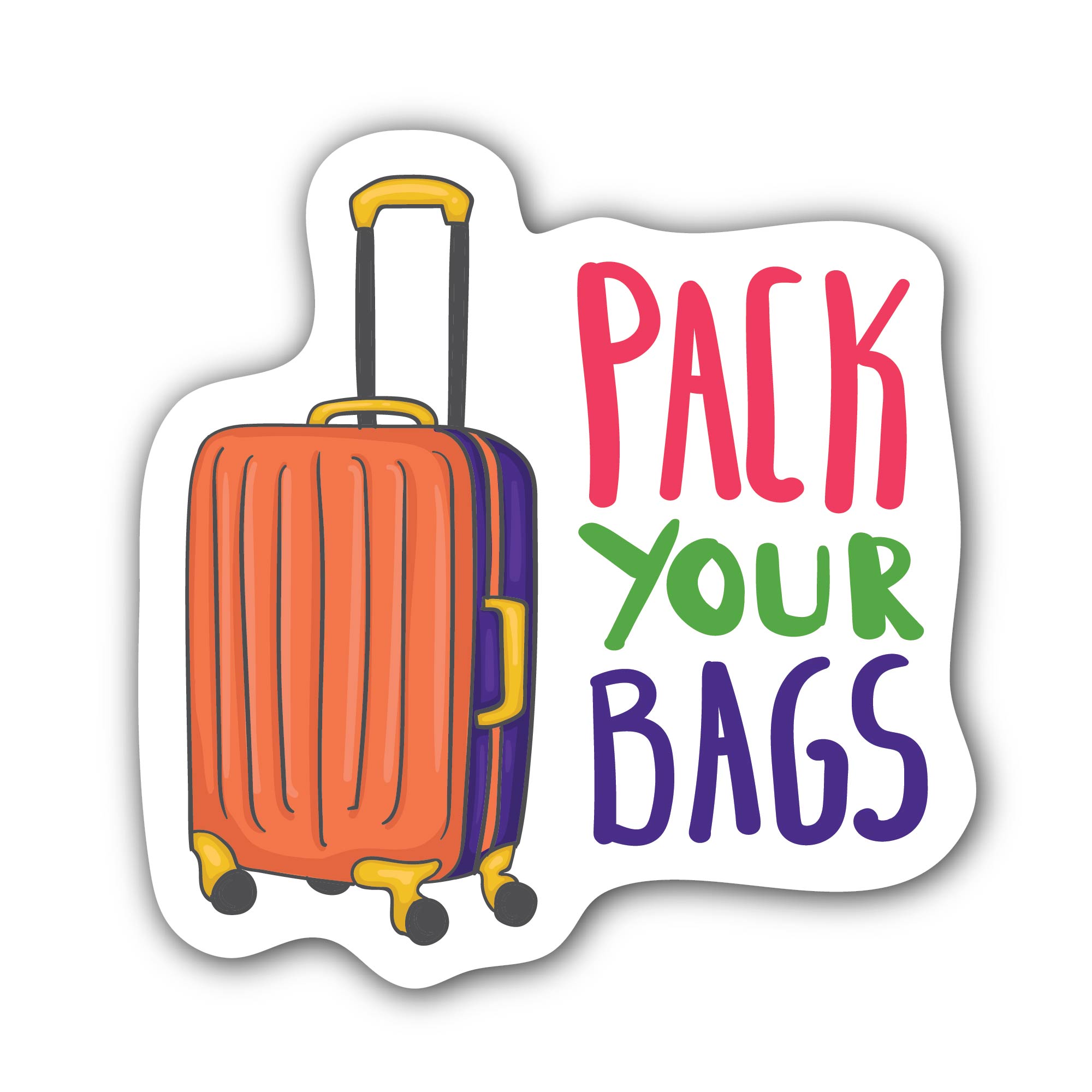 Pack Your Bag Sticker, Waterproof Vinyl Decal Sticker Indoor Or Outdoor 2 (Pieces) 3" and 5"