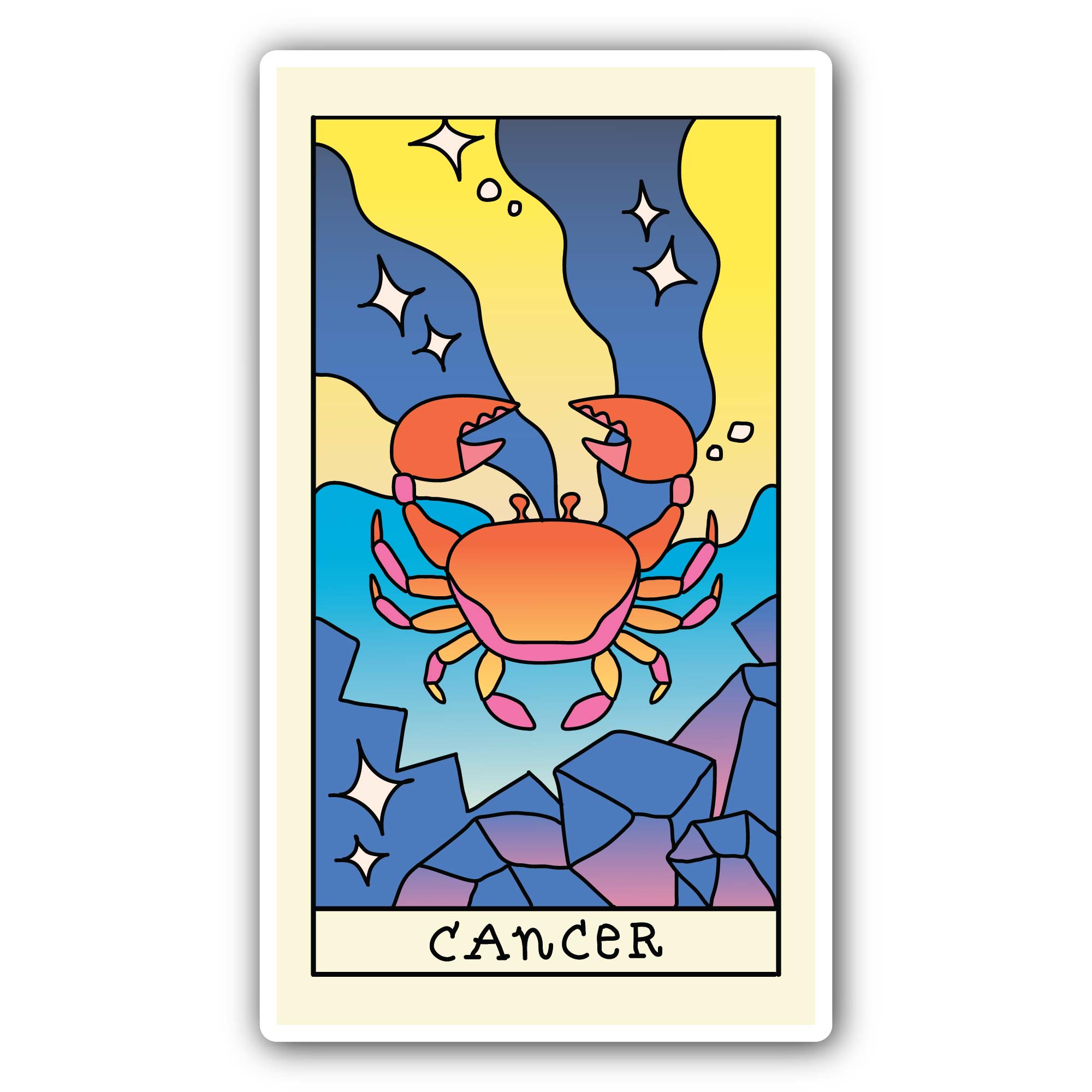 Cancer Zodiac Sticker, Waterproof Vinyl Decal Sticker Indoor Or Outdoor 2 (Pieces) 3" and 5"