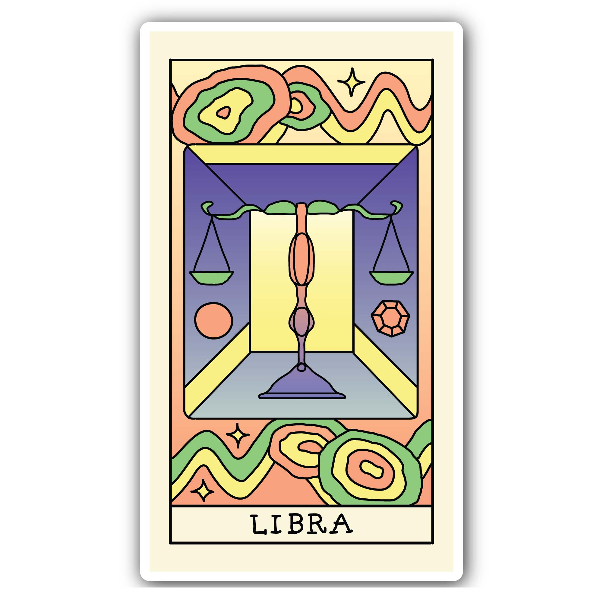 Libra Zodiac Sticker, Waterproof Vinyl Decal Sticker Indoor Or Outdoor 2 (Pieces) 3" and 5"