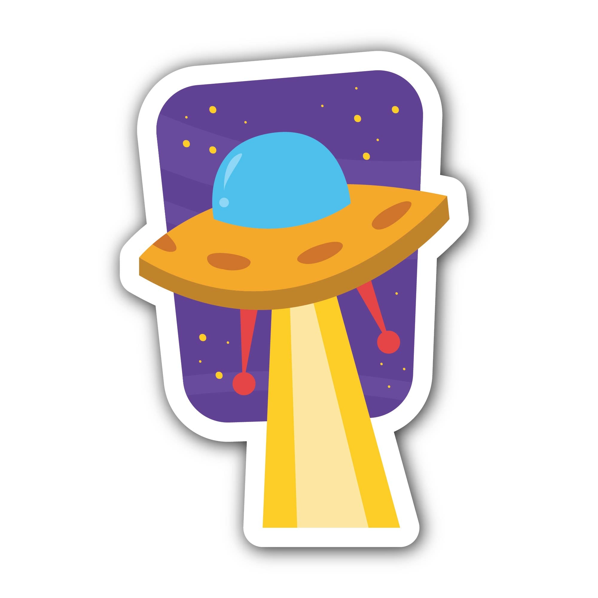 colorful spaceship Sticker, Waterproof Vinyl Decal Sticker Indoor Or Outdoor 2 (Pieces) 3" and 5"