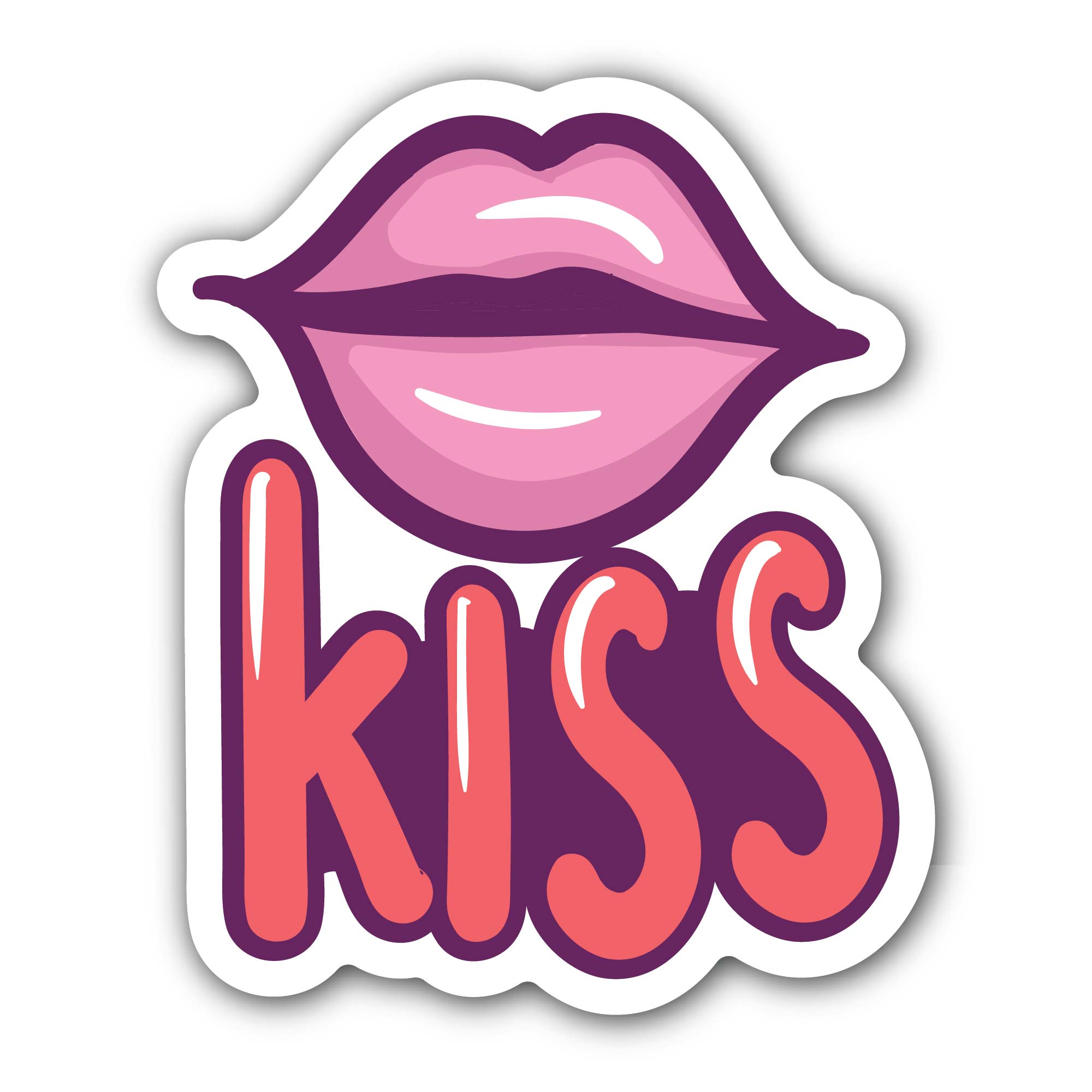 Kiss Sticker, Waterproof Vinyl Decal Sticker Indoor Or Outdoor 2 (Pieces) 3" and 5"