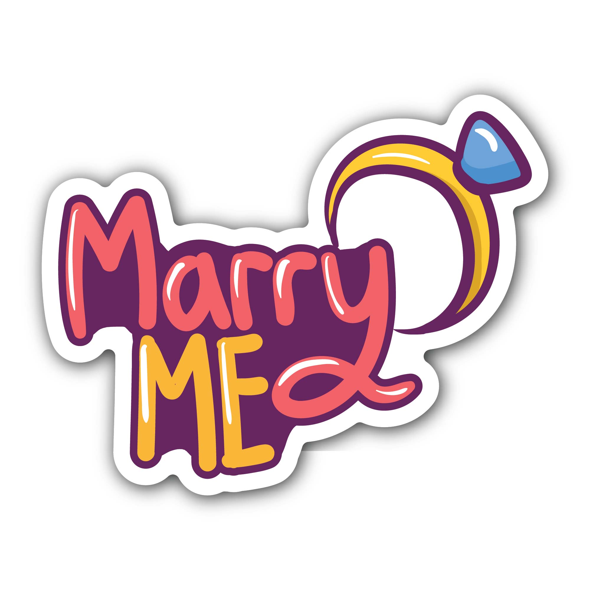 Marry me Sticker, Waterproof Vinyl Decal Sticker Indoor Or Outdoor 2 (Pieces) 3" and 5"