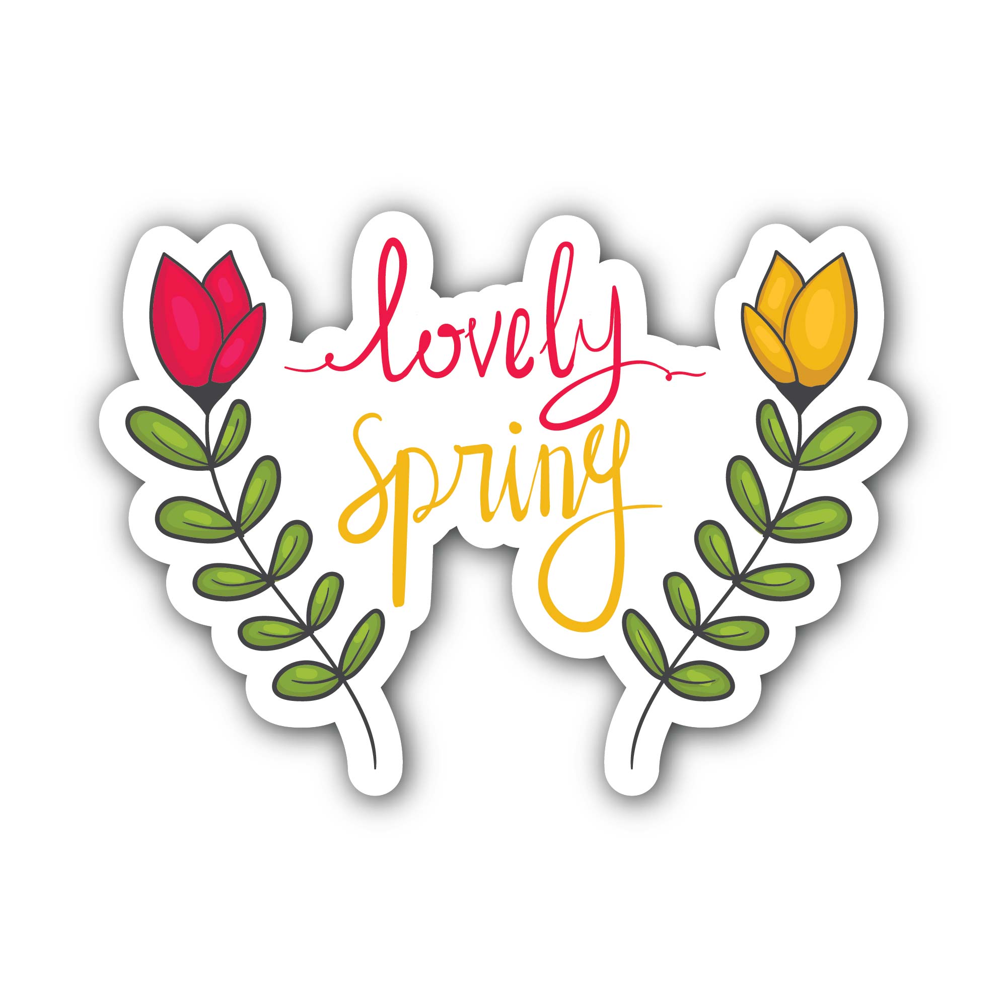 Lovely Spring Sticker, Waterproof Vinyl Decal Sticker Indoor Or Outdoor 2 (Pieces) 3" and 5"
