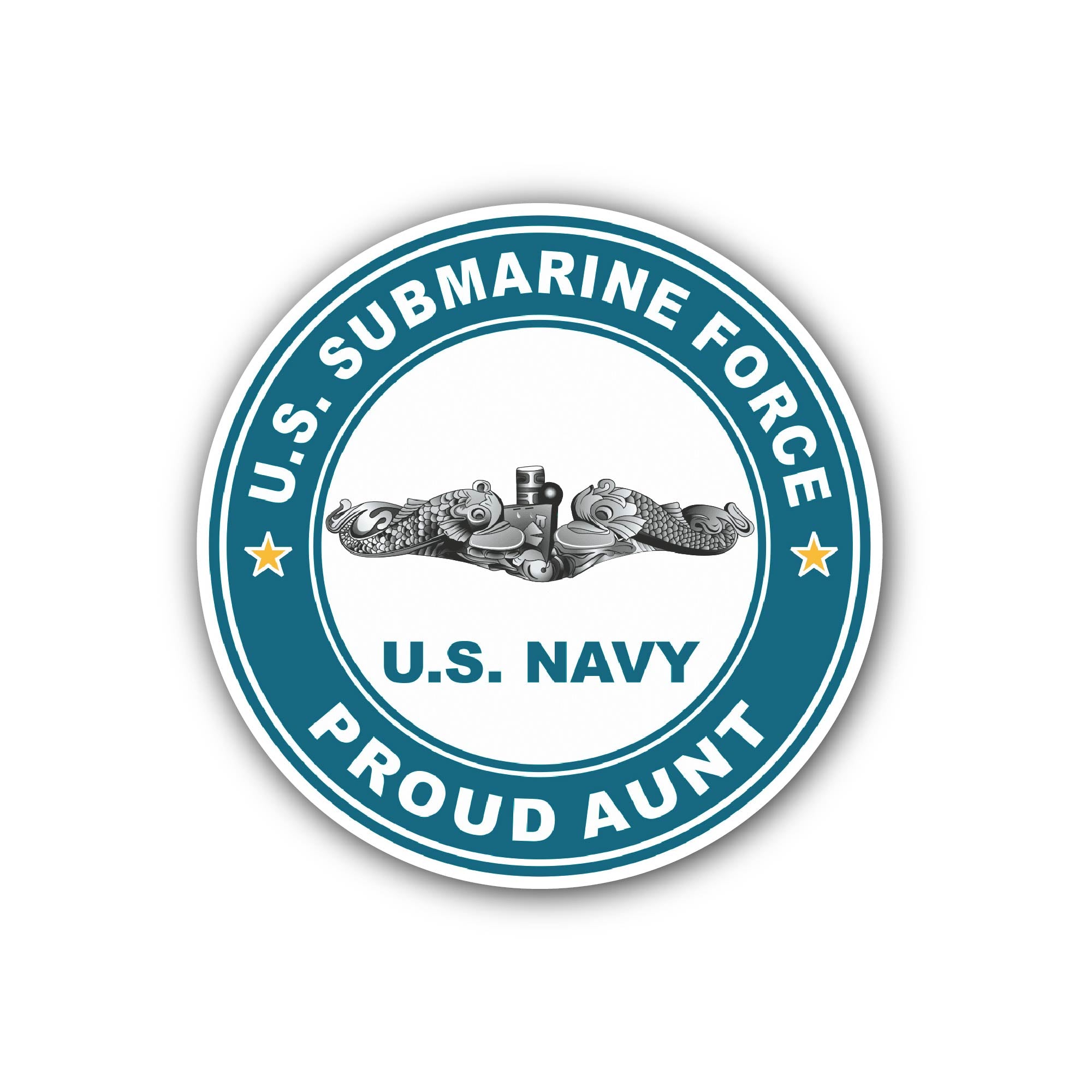 US Submarine Force Proud Aunt Silver Dolphins Sticker, Waterproof Vinyl Decal Sticker Indoor Or Outdoor 2 (Pieces) 3" and 5"