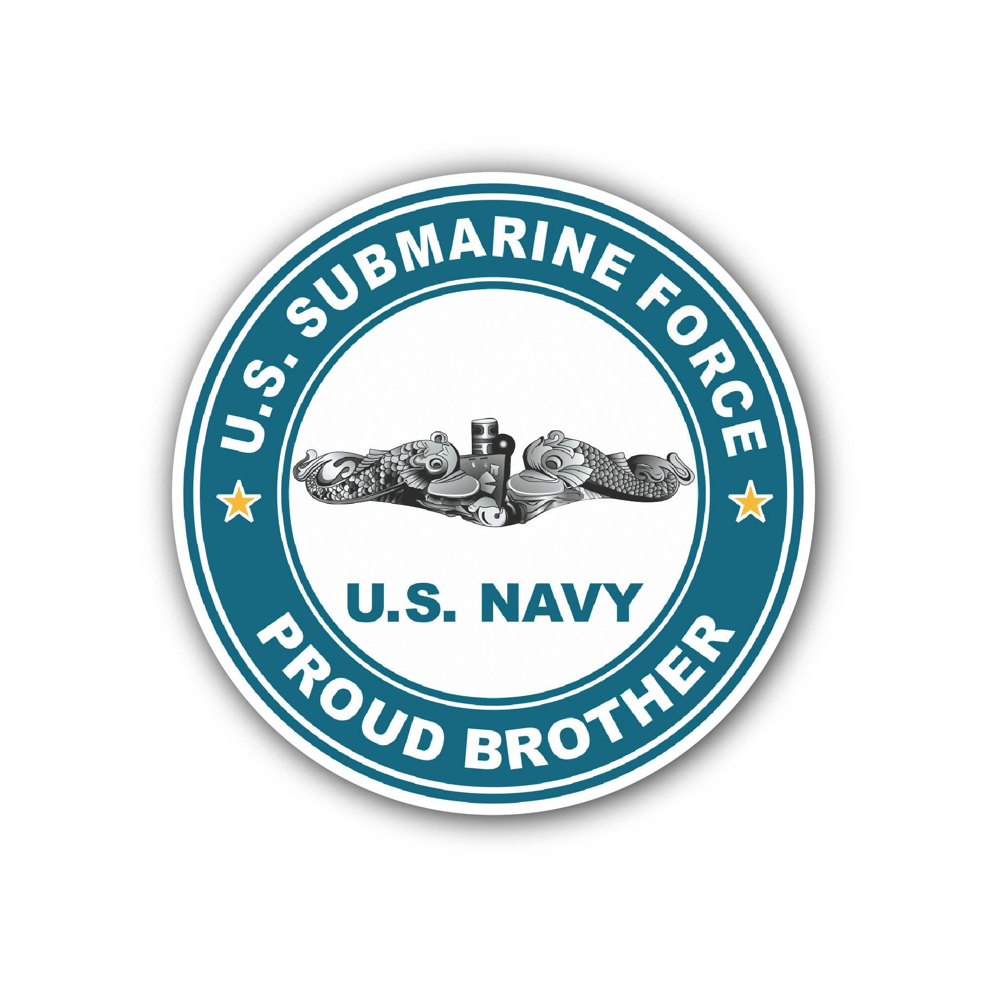 US Submarine Force Proud Brother Silver Dolphins Sticker, Waterproof Vinyl Decal Sticker Indoor Or Outdoor 2 (Pieces) 3" and 5"